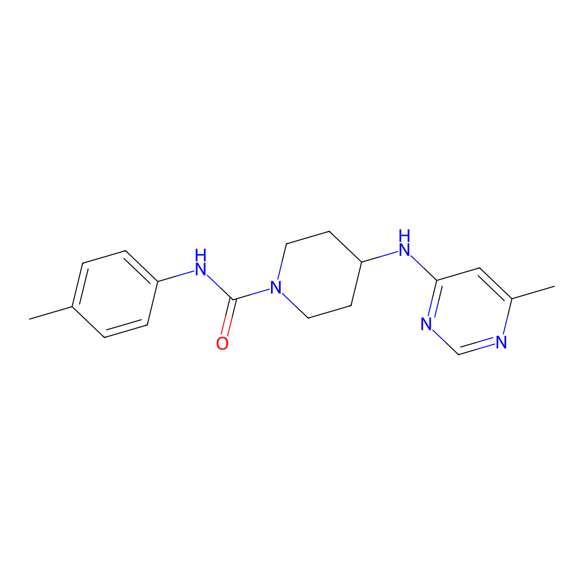 N-(4-Methylphenyl)-4-[(6-methylpyrimidin-4-yl)amino]piperidine-1-carboxamide molecular structure, CAS 2415542-10-6