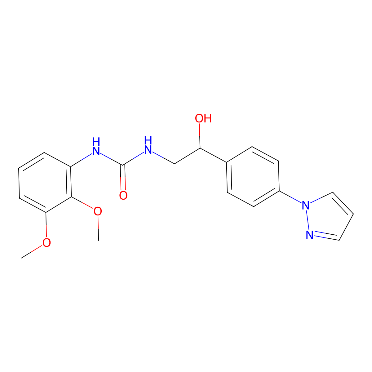 1-(2,3-Dimethoxyphenyl)-3-[2-hydroxy-2-(4-pyrazol-1-ylphenyl)ethyl]urea molecular structure, CAS 2415542-14-0