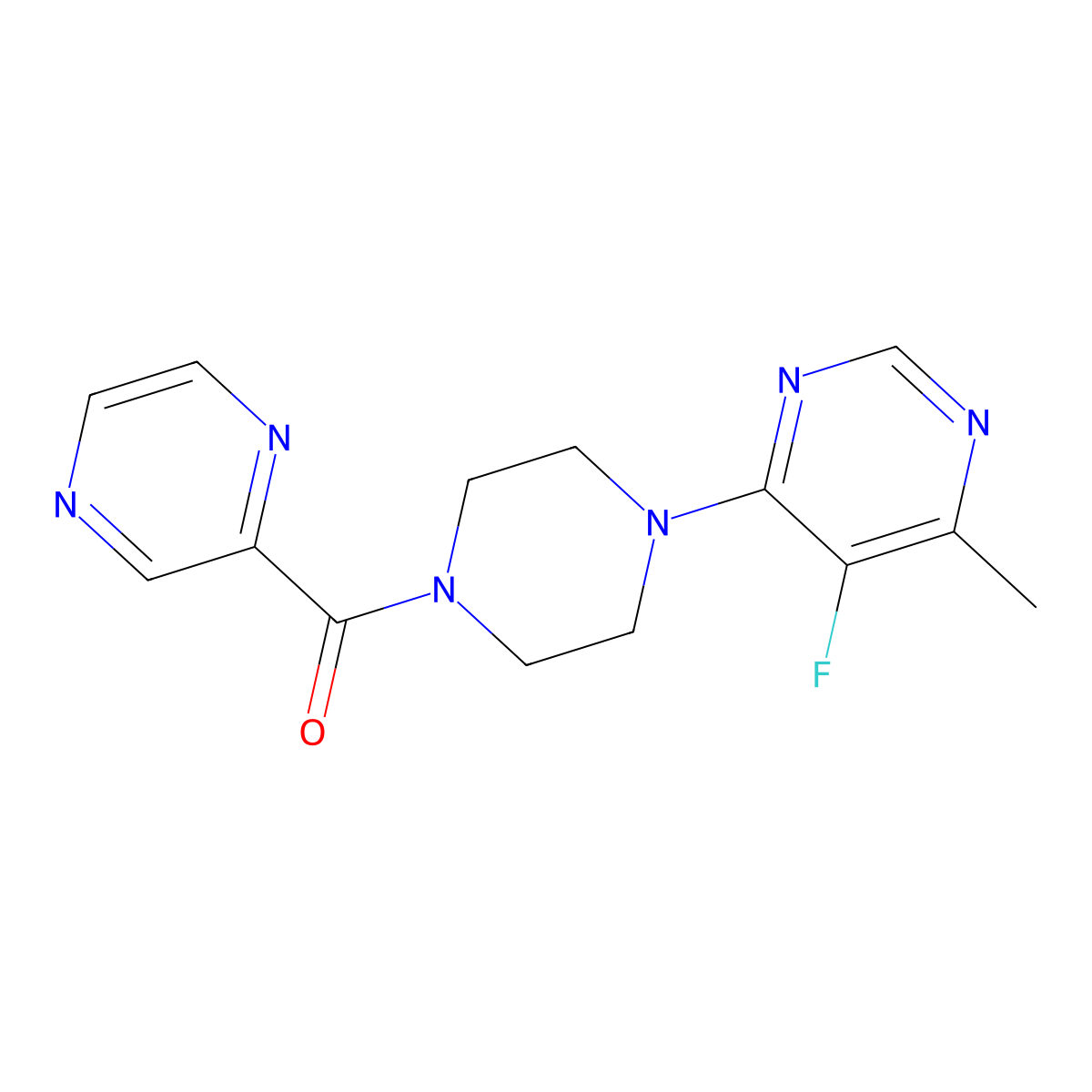 5-Fluoro-4-methyl-6-[4-(pyrazine-2-carbonyl)piperazin-1-yl]pyrimidine molecular structure, CAS 2415542-18-4