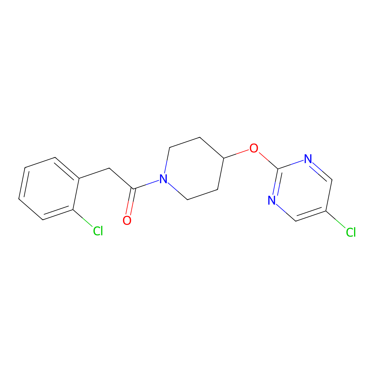 2-(2-Chlorophenyl)-1-{4-[(5-chloropyrimidin-2-yl)oxy]piperidin-1-yl}ethan-1-one molecular structure, CAS 2415542-19-5