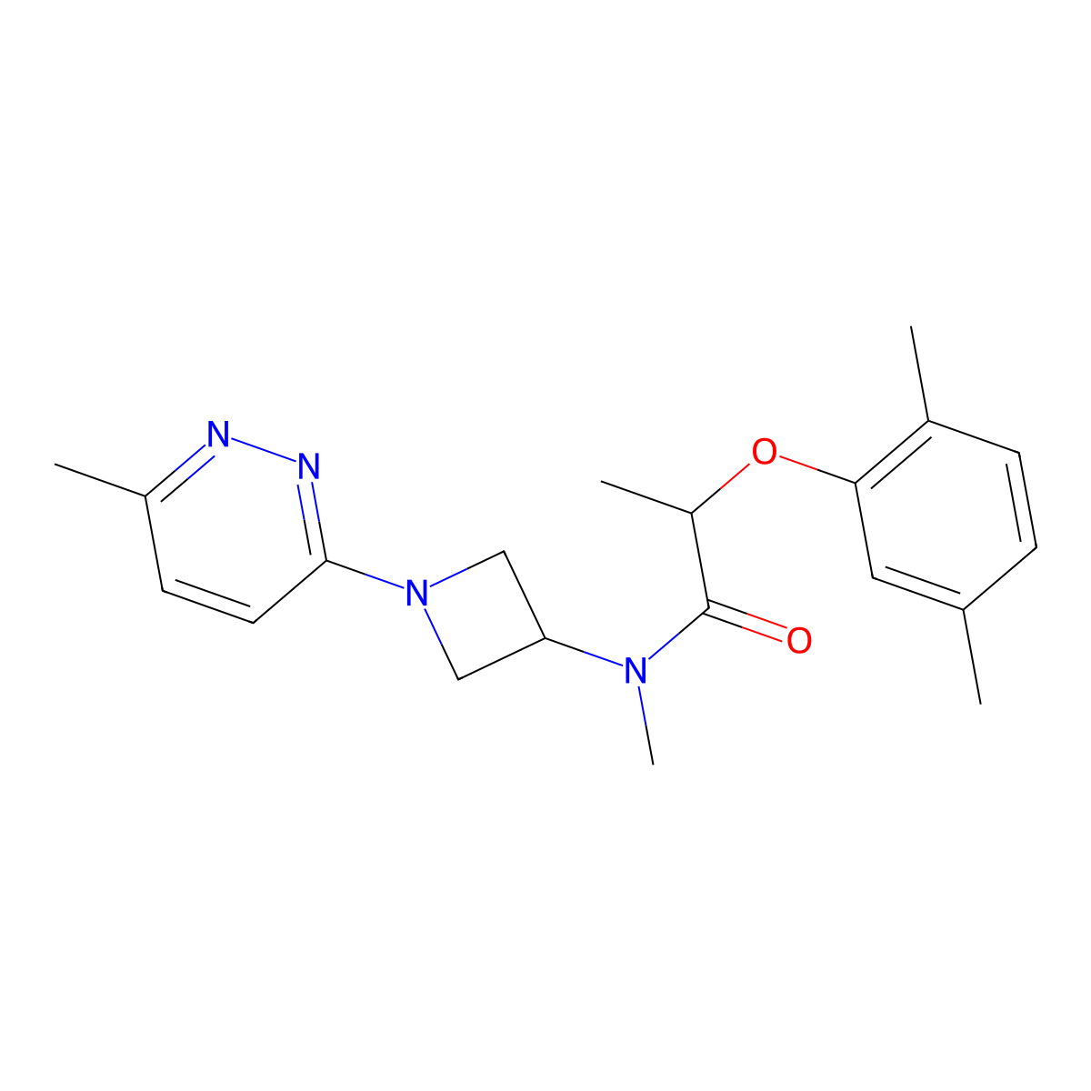 2-(2,5-dimethylphenoxy)-N-methyl-N-[1-(6-methylpyridazin-3-yl)azetidin-3-yl]propanamide molecular structure, CAS 2415542-24-2