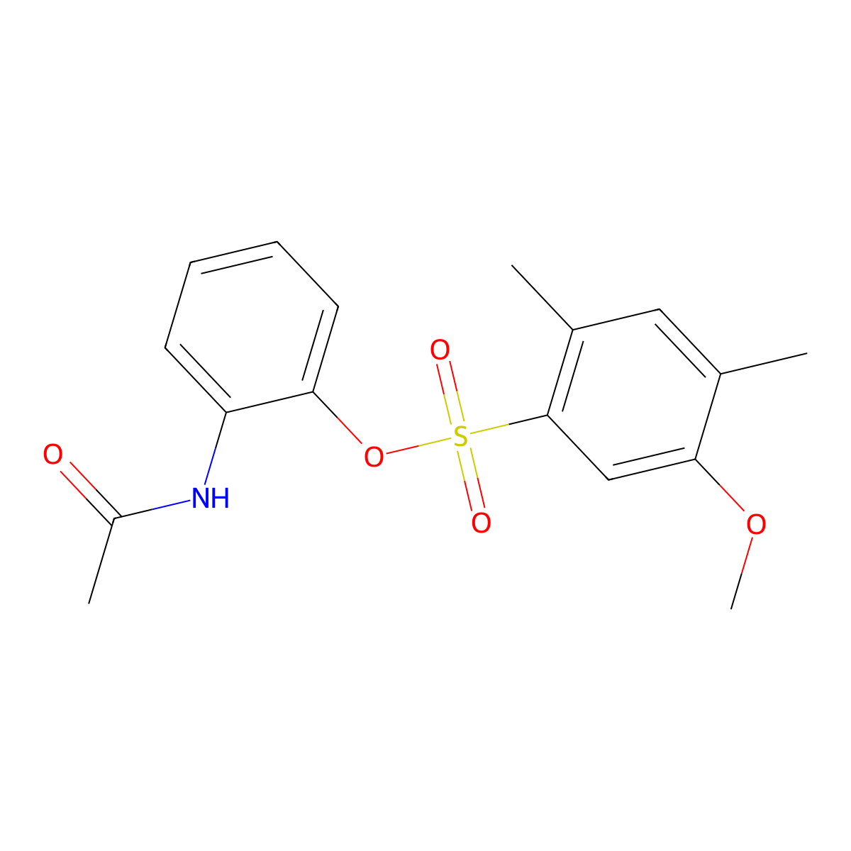 2-Acetamidophenyl 5-methoxy-2,4-dimethylbenzene-1-sulfonate molecular structure, CAS 2415542-44-6