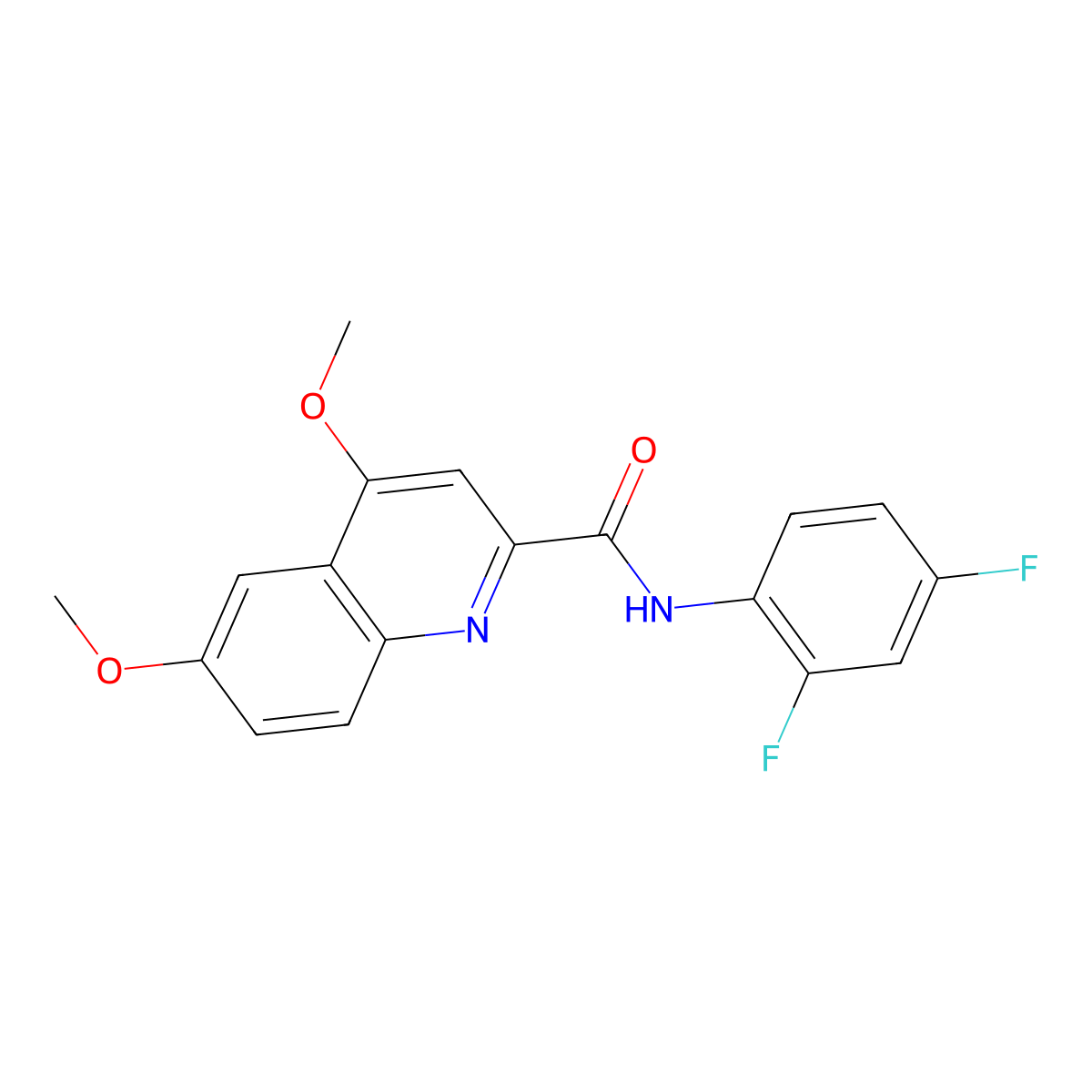 N-(2,4-difluorophenyl)-4,6-dimethoxyquinoline-2-carboxamide molecular structure, CAS 2415542-47-9
