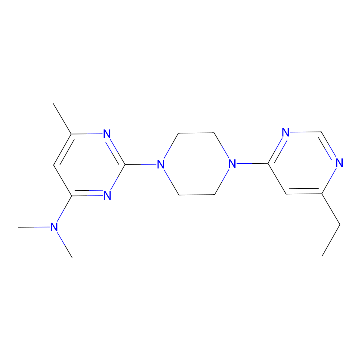2-[4-(6-ethylpyrimidin-4-yl)piperazin-1-yl]-N,N,6-trimethylpyrimidin-4-amine molecular structure, CAS 2415542-49-1