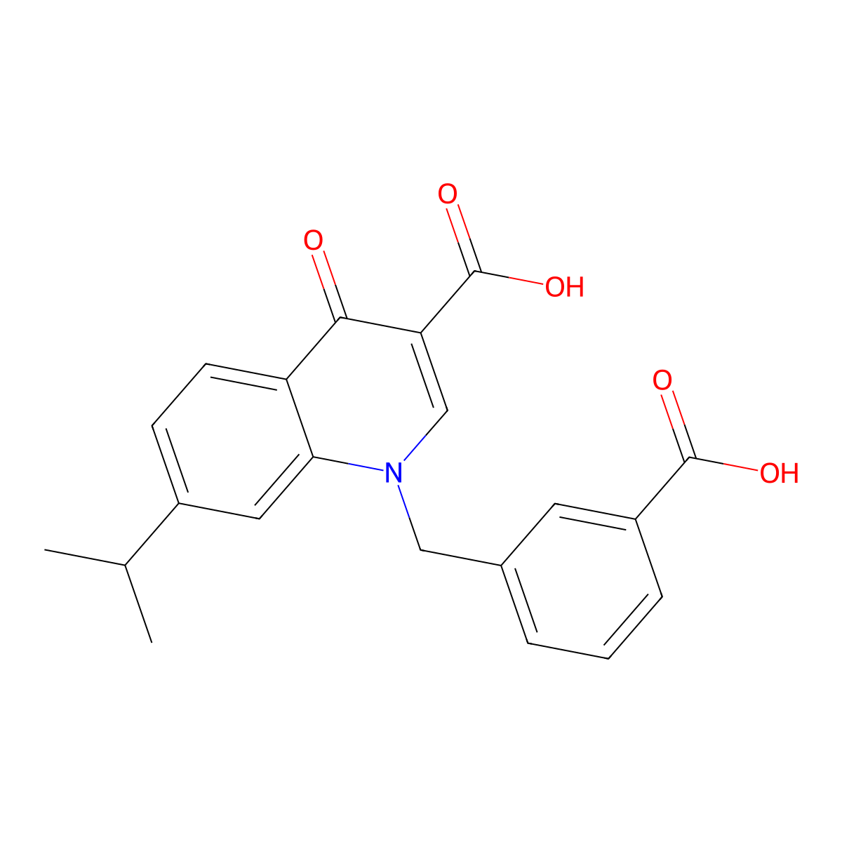 1-[(3-Carboxyphenyl)methyl]-4-oxo-7-(propan-2-yl)-1,4-dihydroquinoline-3-carboxylic acid molecular structure, CAS 2415542-50-4