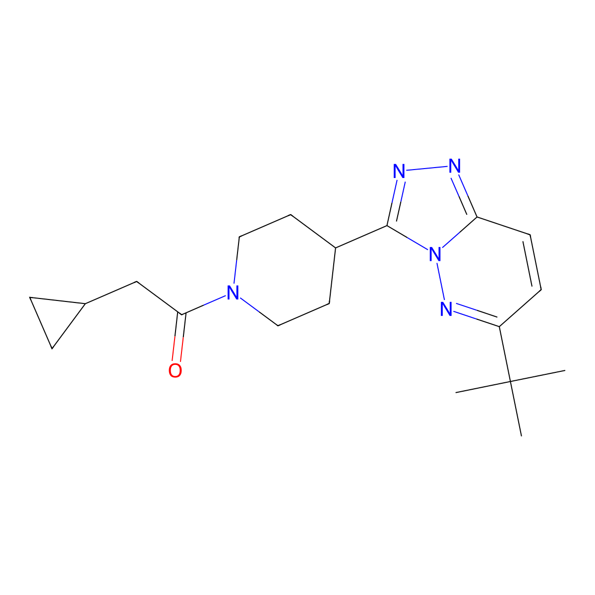 1-(4-{6-Tert-butyl-[1,2,4]triazolo[4,3-b]pyridazin-3-yl}piperidin-1-yl)-2-cyclopropylethan-1-one molecular structure, CAS 2415542-51-5