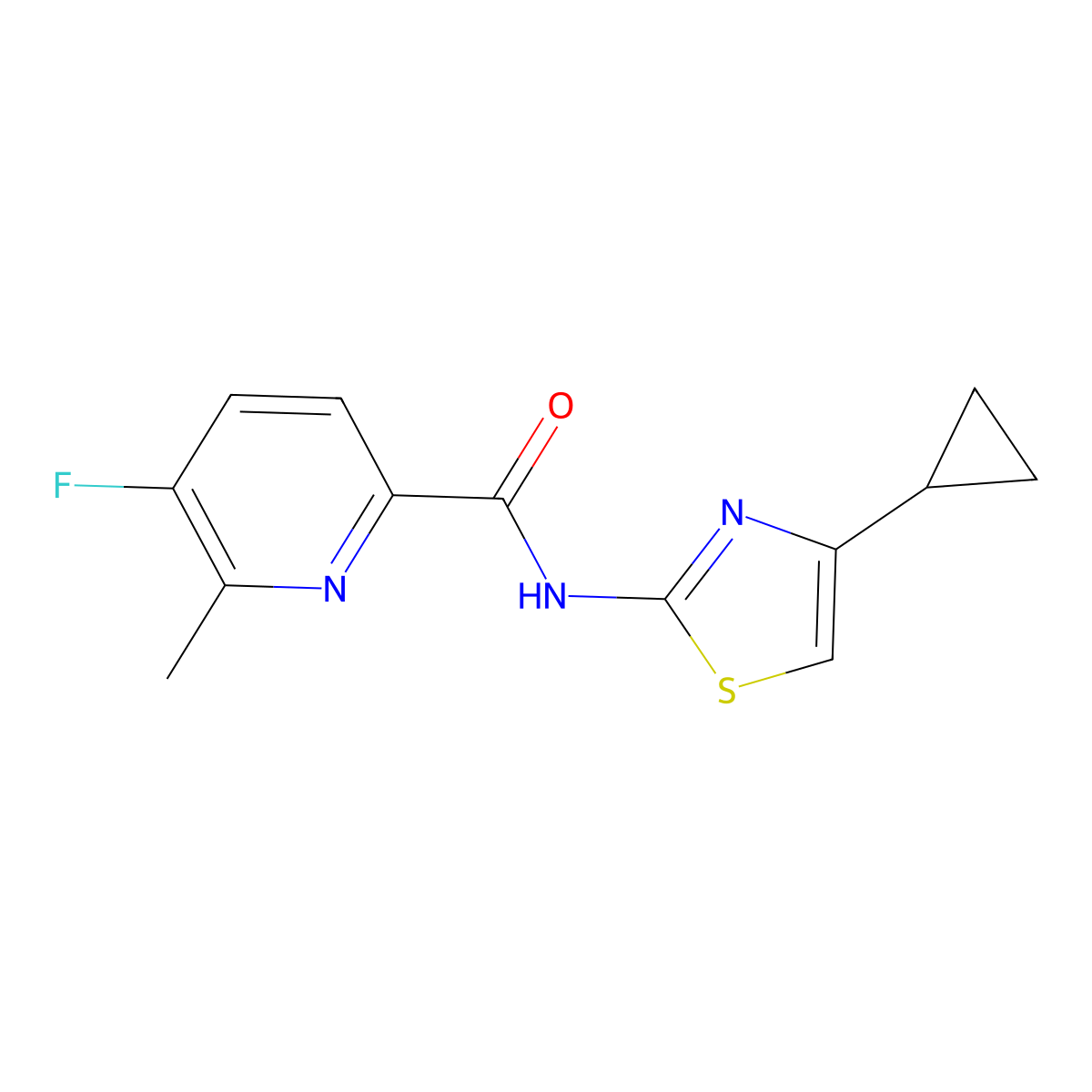 N-(4-Cyclopropyl-1,3-thiazol-2-yl)-5-fluoro-6-methylpyridine-2-carboxamide molecular structure, CAS 2415542-59-3