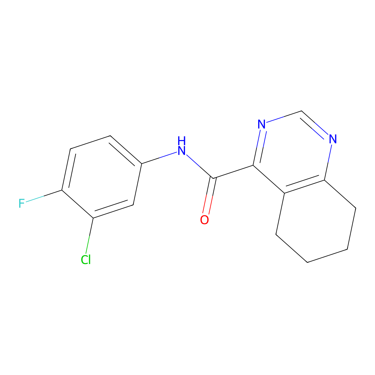 N-(3-Chloro-4-fluorophenyl)-5,6,7,8-tetrahydroquinazoline-4-carboxamide molecular structure, CAS 2415542-61-7