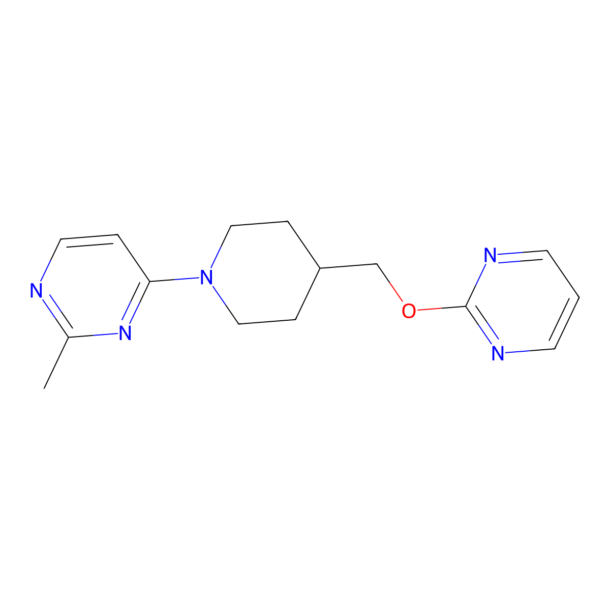 2-Methyl-4-{4-[(pyrimidin-2-yloxy)methyl]piperidin-1-yl}pyrimidine molecular structure, CAS 2415542-63-9