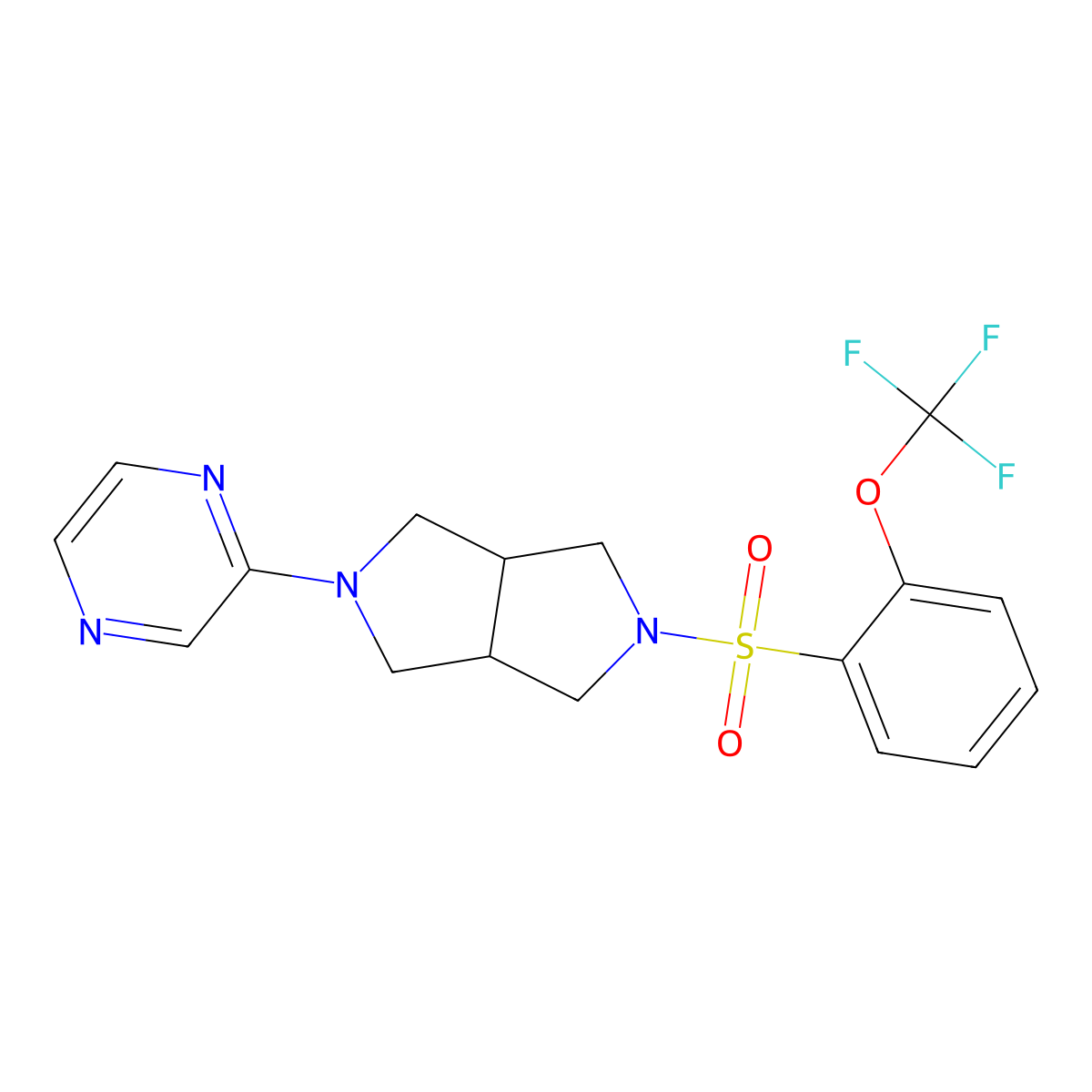 2-{5-[2-(Trifluoromethoxy)benzenesulfonyl]-octahydropyrrolo[3,4-c]pyrrol-2-yl}pyrazine molecular structure, CAS 2415542-64-0