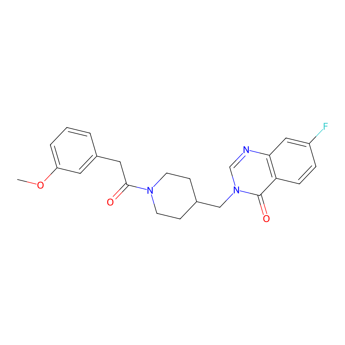 7-Fluoro-3-({1-[2-(3-methoxyphenyl)acetyl]piperidin-4-yl}methyl)-3,4-dihydroquinazolin-4-one molecular structure, CAS 2415542-71-9