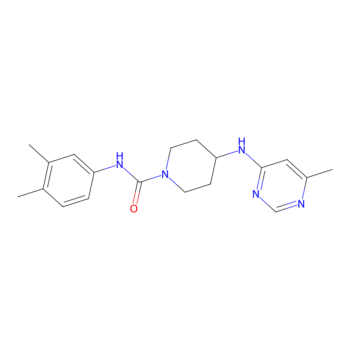 N-(3,4-Dimethylphenyl)-4-[(6-methylpyrimidin-4-yl)amino]piperidine-1-carboxamide molecular structure, CAS 2415542-73-1