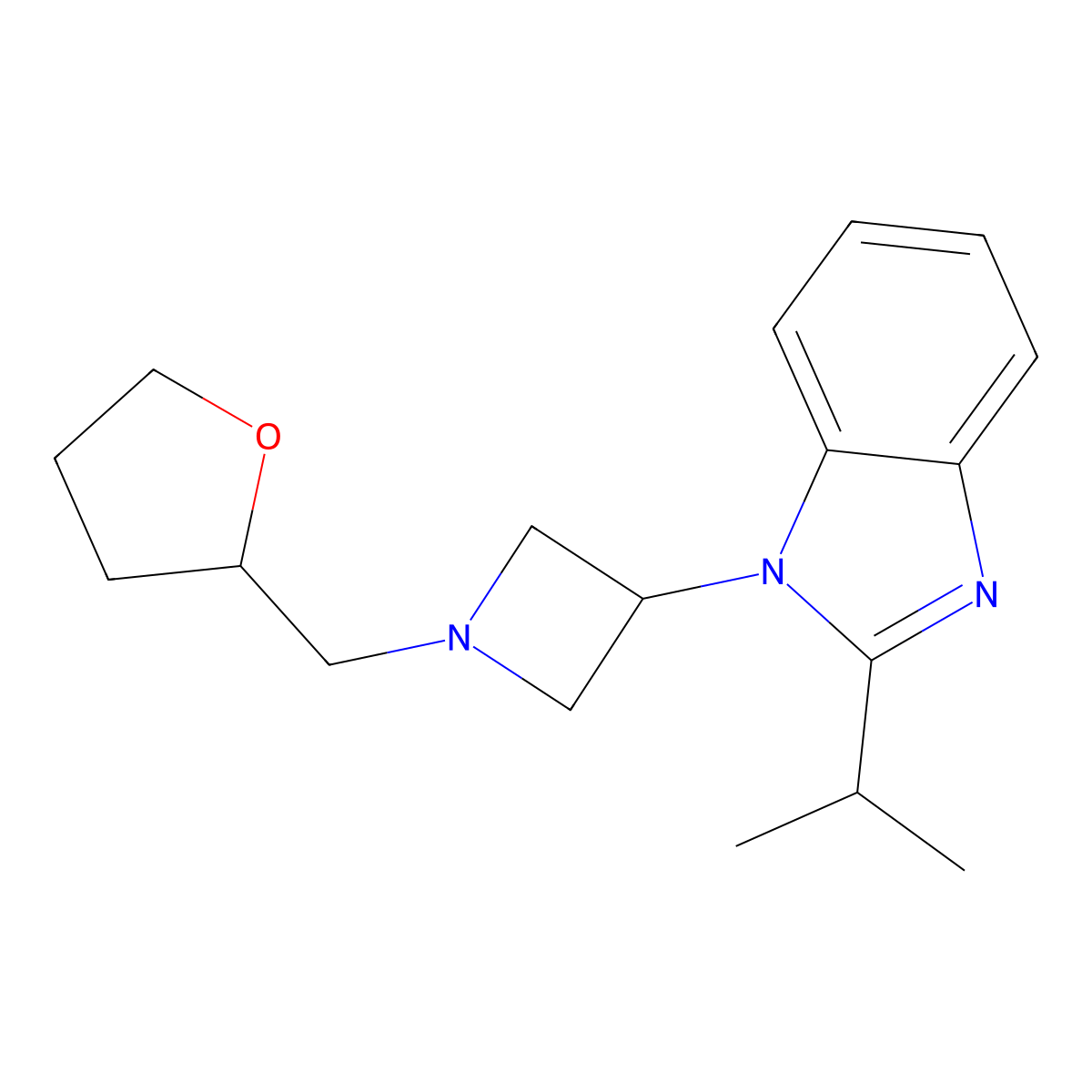 1-{1-[(oxolan-2-yl)methyl]azetidin-3-yl}-2-(propan-2-yl)-1H-1,3-benzodiazole molecular structure, CAS 2415542-76-4
