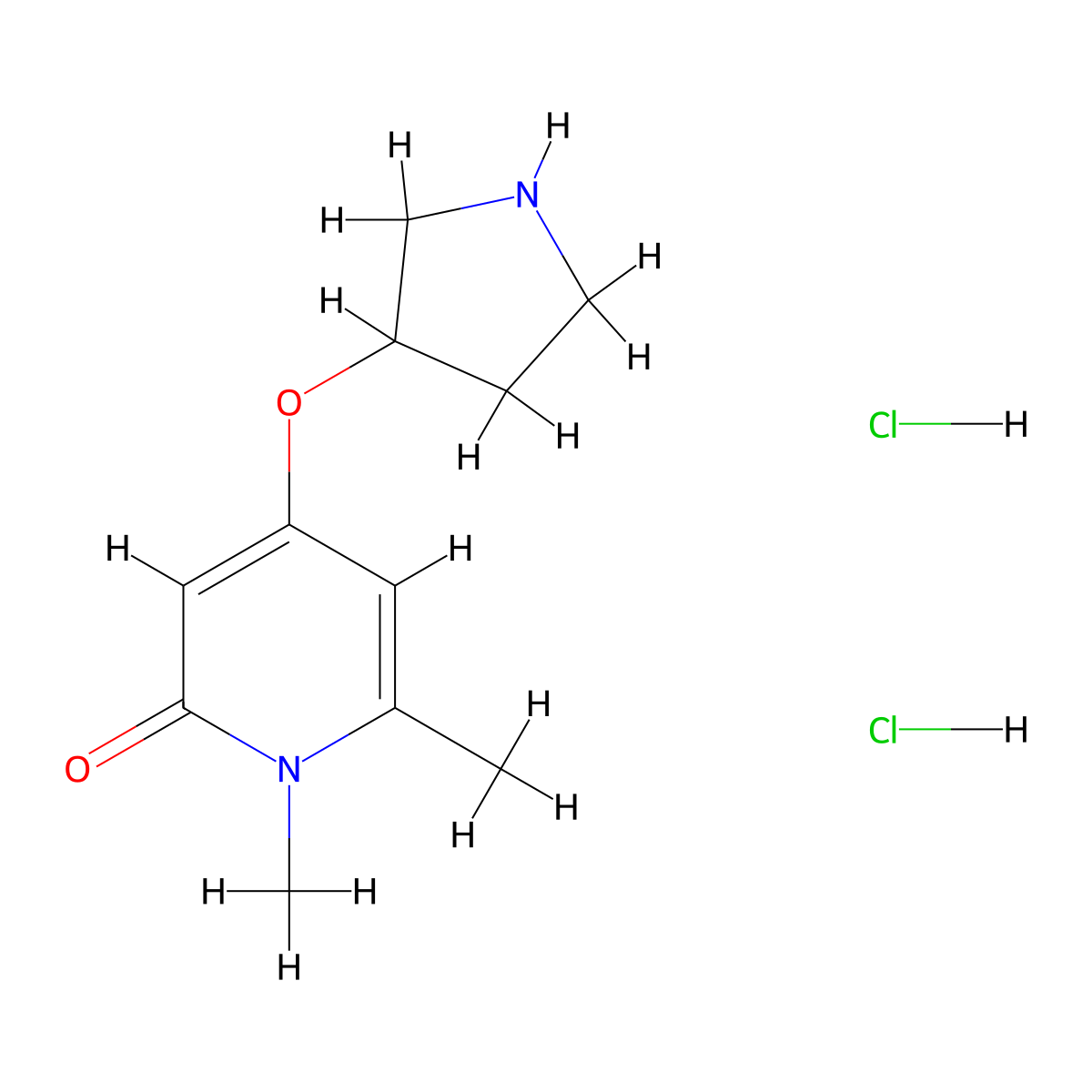 1,6-Dimethyl-4-(pyrrolidin-3-yloxy)-1,2-dihydropyridin-2-one dihydrochloride molecular structure, CAS 2415542-79-7