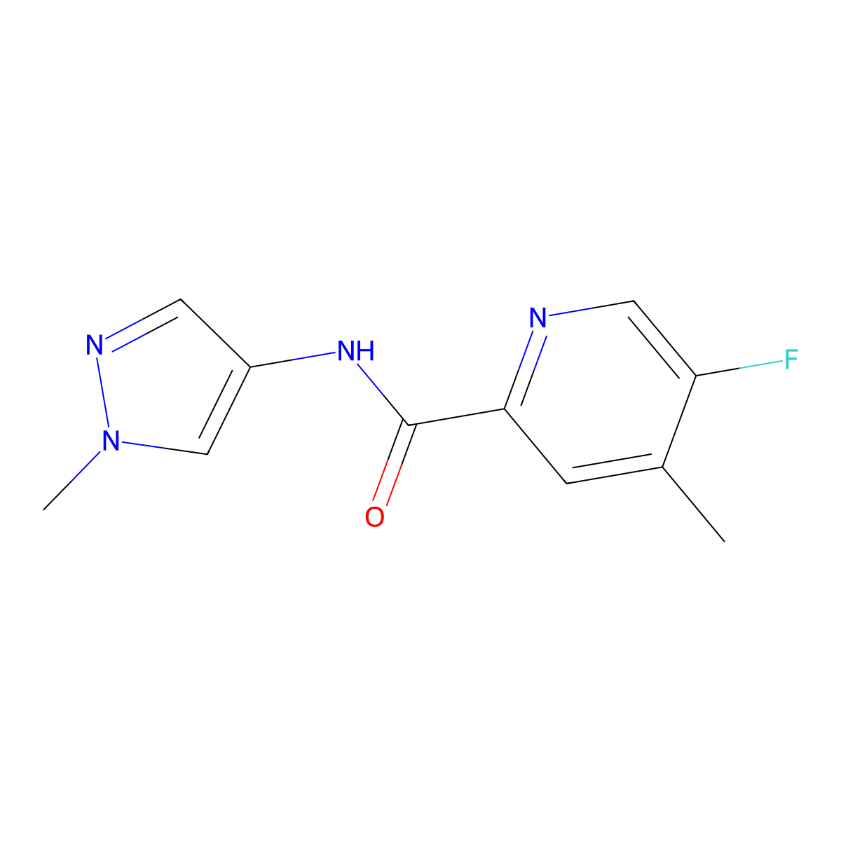 5-fluoro-4-methyl-N-(1-methyl-1H-pyrazol-4-yl)pyridine-2-carboxamide molecular structure, CAS 2415542-81-1