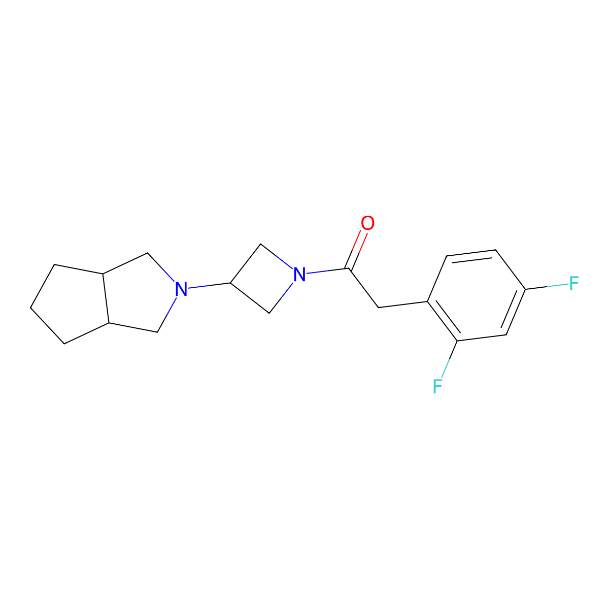 2-(2,4-Difluorophenyl)-1-(3-{octahydrocyclopenta[c]pyrrol-2-yl}azetidin-1-yl)ethan-1-one molecular structure, CAS 2415542-86-6