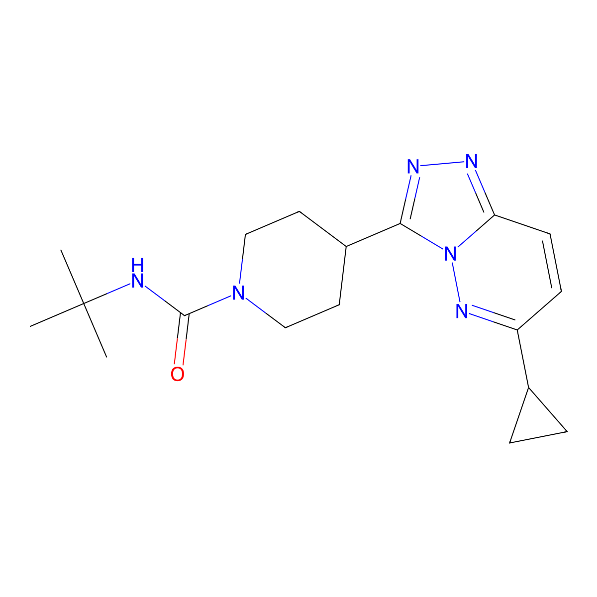 N-tert-butyl-4-{6-cyclopropyl-[1,2,4]triazolo[4,3-b]pyridazin-3-yl}piperidine-1-carboxamide molecular structure, CAS 2415542-87-7