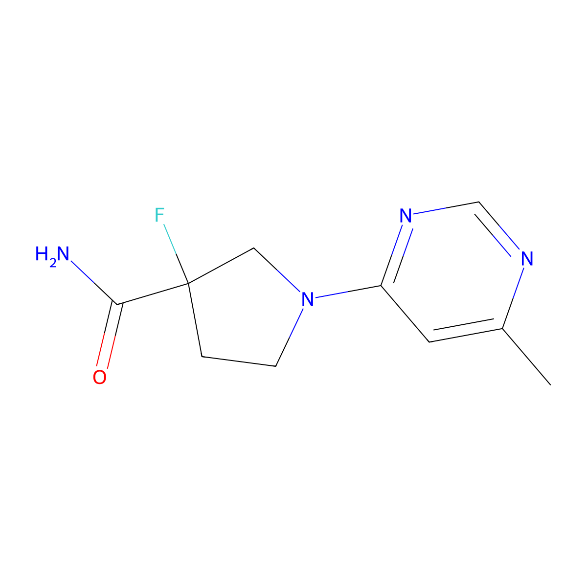 3-Fluoro-1-(6-methylpyrimidin-4-yl)pyrrolidine-3-carboxamide molecular structure, CAS 2415542-90-2