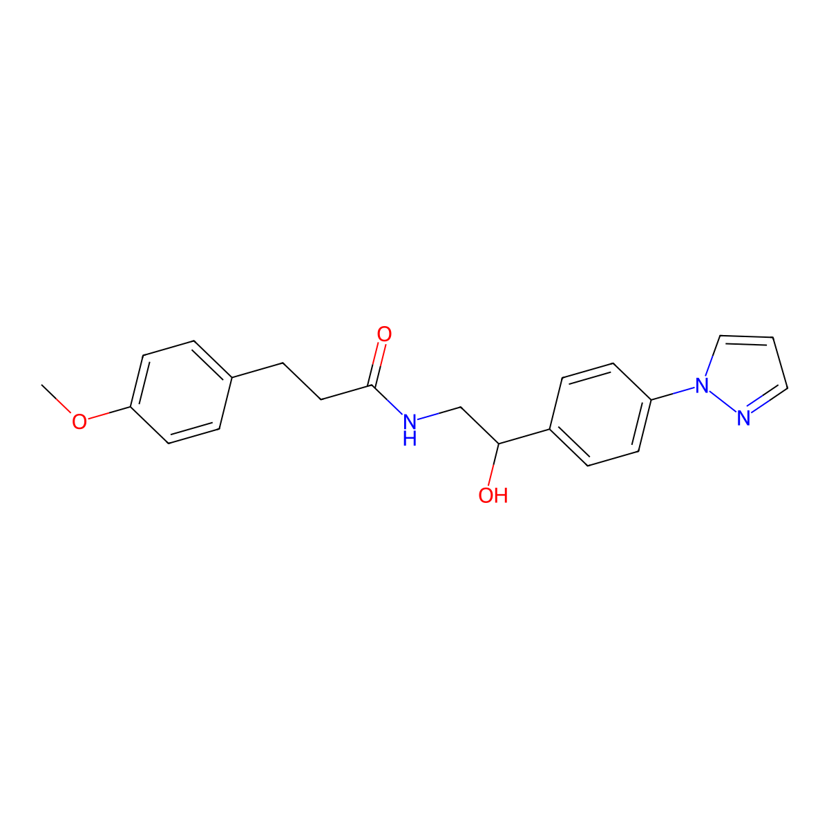N-{2-hydroxy-2-[4-(1H-pyrazol-1-yl)phenyl]ethyl}-3-(4-methoxyphenyl)propanamide molecular structure, CAS 2415542-93-5