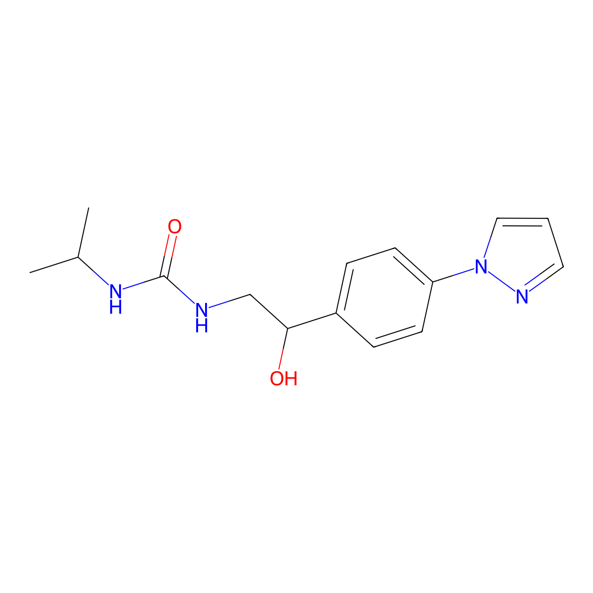1-{2-hydroxy-2-[4-(1H-pyrazol-1-yl)phenyl]ethyl}-3-(propan-2-yl)urea molecular structure, CAS 2415542-94-6