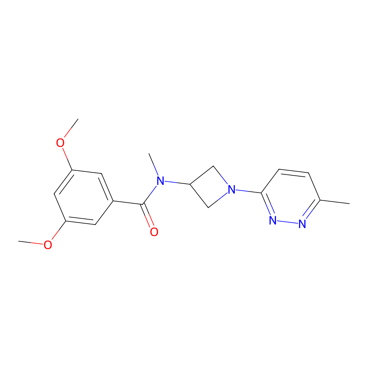 3,5-dimethoxy-N-methyl-N-[1-(6-methylpyridazin-3-yl)azetidin-3-yl]benzamide molecular structure, CAS 2415542-95-7