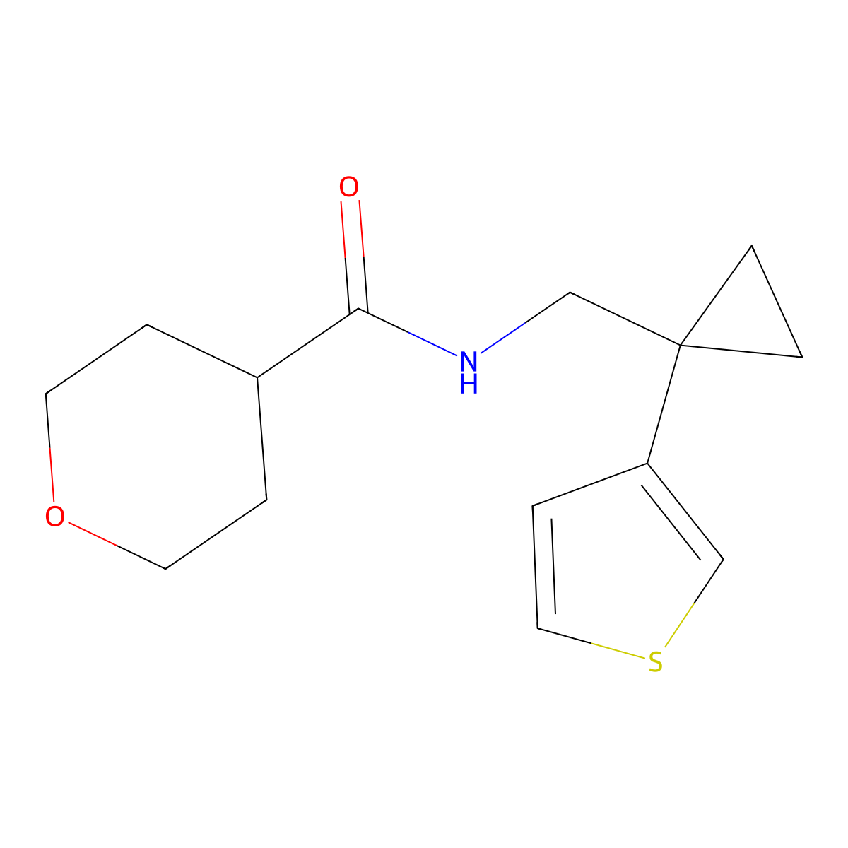 N-{[1-(thiophen-3-yl)cyclopropyl]methyl}oxane-4-carboxamide molecular structure, CAS 2415542-96-8
