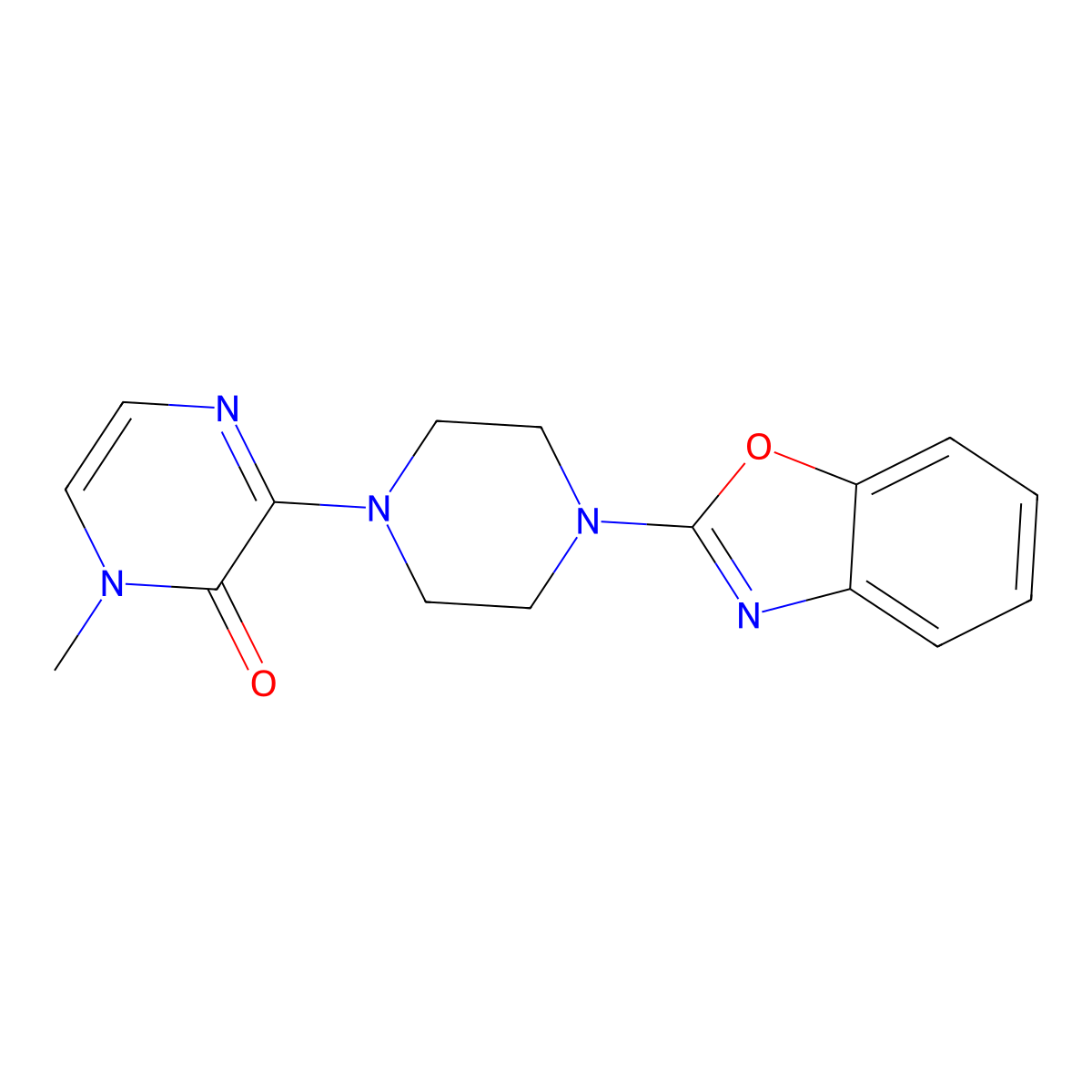 3-[4-(1,3-Benzoxazol-2-yl)piperazin-1-yl]-1-methyl-1,2-dihydropyrazin-2-one molecular structure, CAS 2415543-00-7