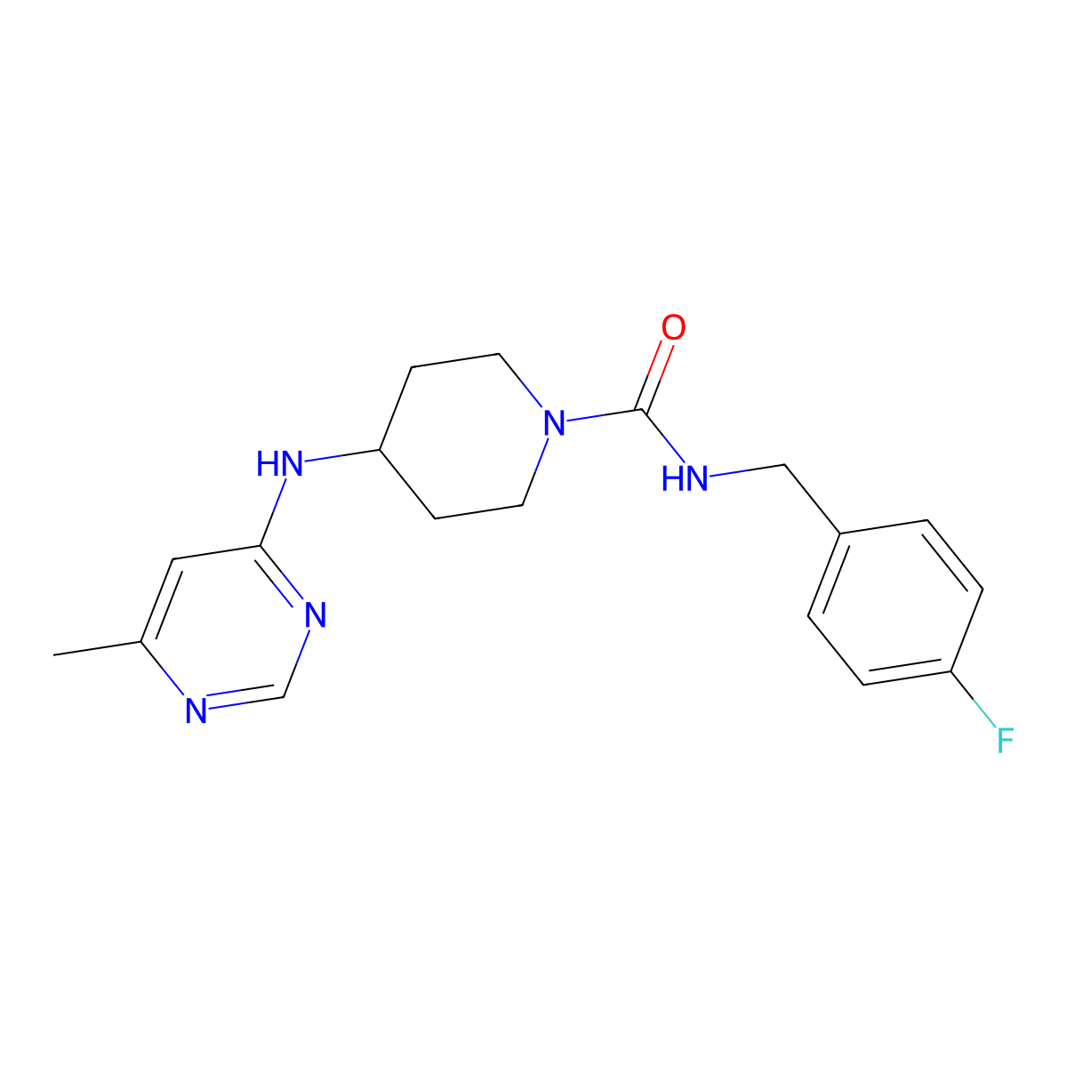 N-[(4-Fluorophenyl)methyl]-4-[(6-methylpyrimidin-4-yl)amino]piperidine-1-carboxamide molecular structure, CAS 2415543-01-8