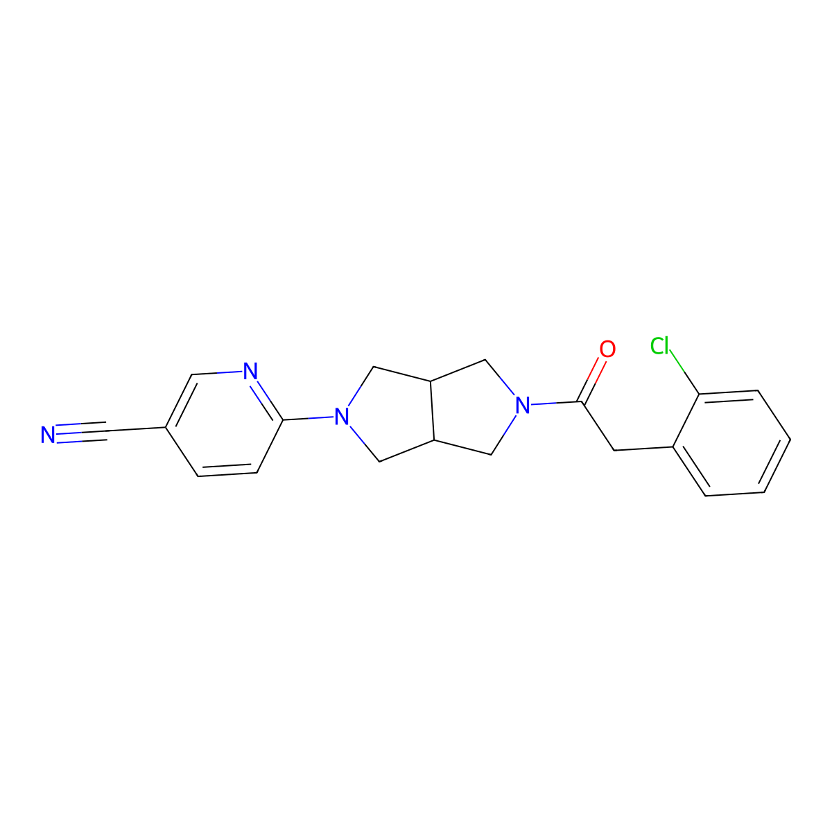 6-{5-[2-(2-Chlorophenyl)acetyl]-octahydropyrrolo[3,4-c]pyrrol-2-yl}pyridine-3-carbonitrile molecular structure, CAS 2415543-04-1
