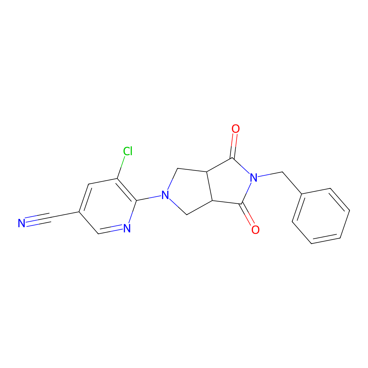 6-{5-Benzyl-4,6-dioxo-octahydropyrrolo[3,4-c]pyrrol-2-yl}-5-chloropyridine-3-carbonitrile molecular structure, CAS 2415543-06-3