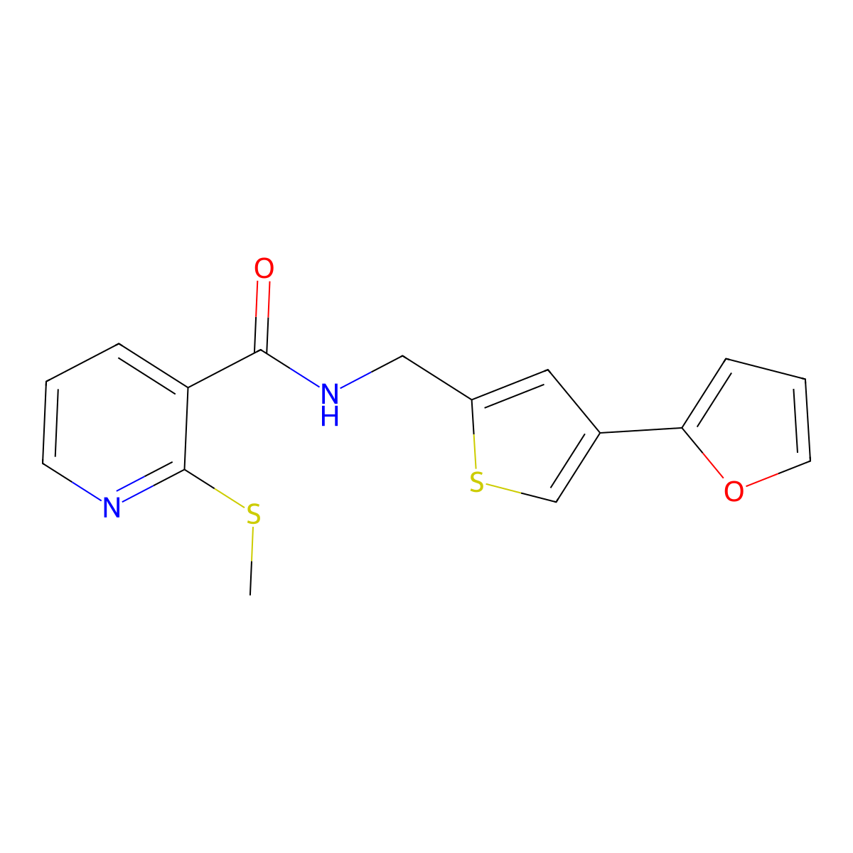 N-{[4-(furan-2-yl)thiophen-2-yl]methyl}-2-(methylsulfanyl)pyridine-3-carboxamide molecular structure, CAS 2415543-08-5