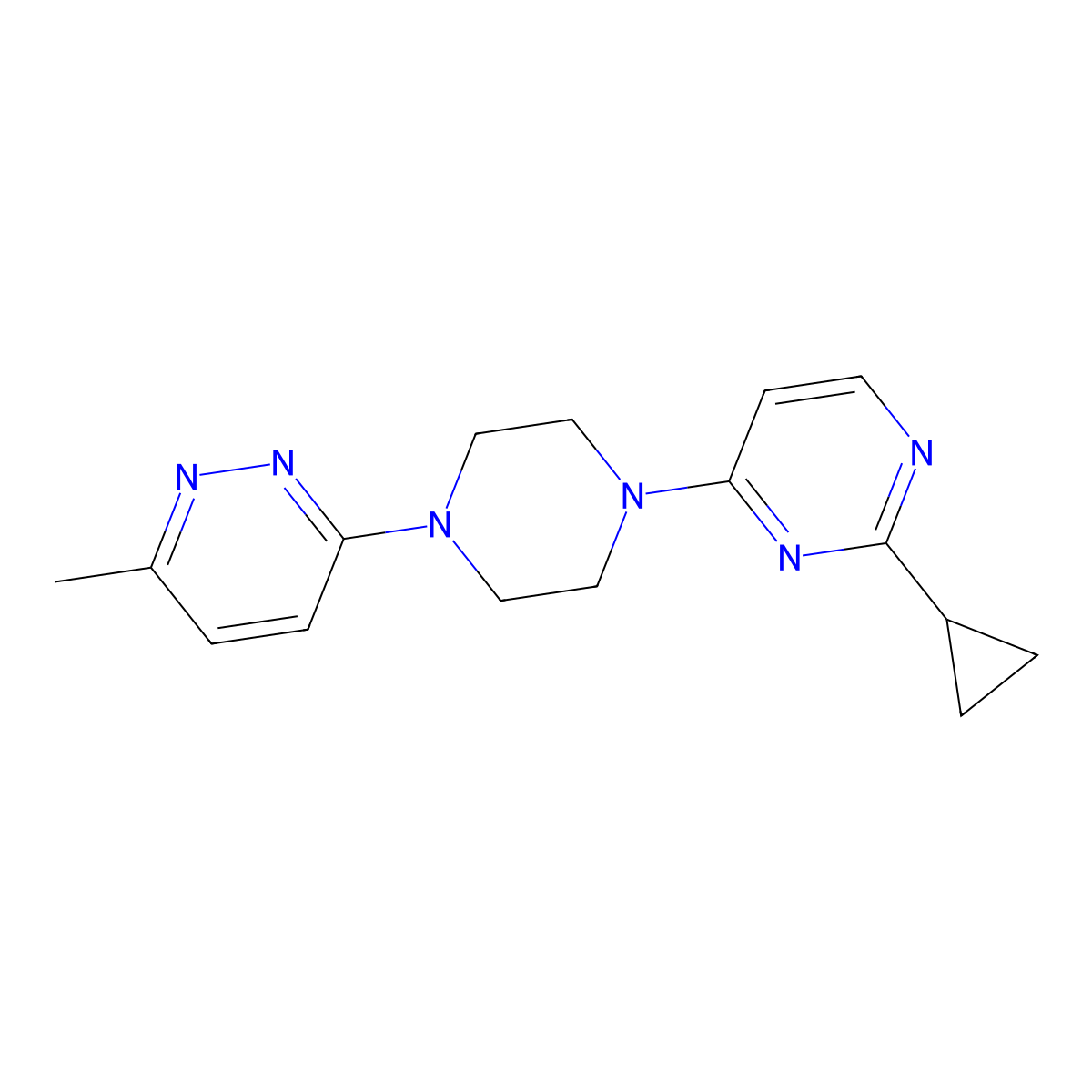 2-Cyclopropyl-4-[4-(6-methylpyridazin-3-yl)piperazin-1-yl]pyrimidine molecular structure, CAS 2415543-18-7