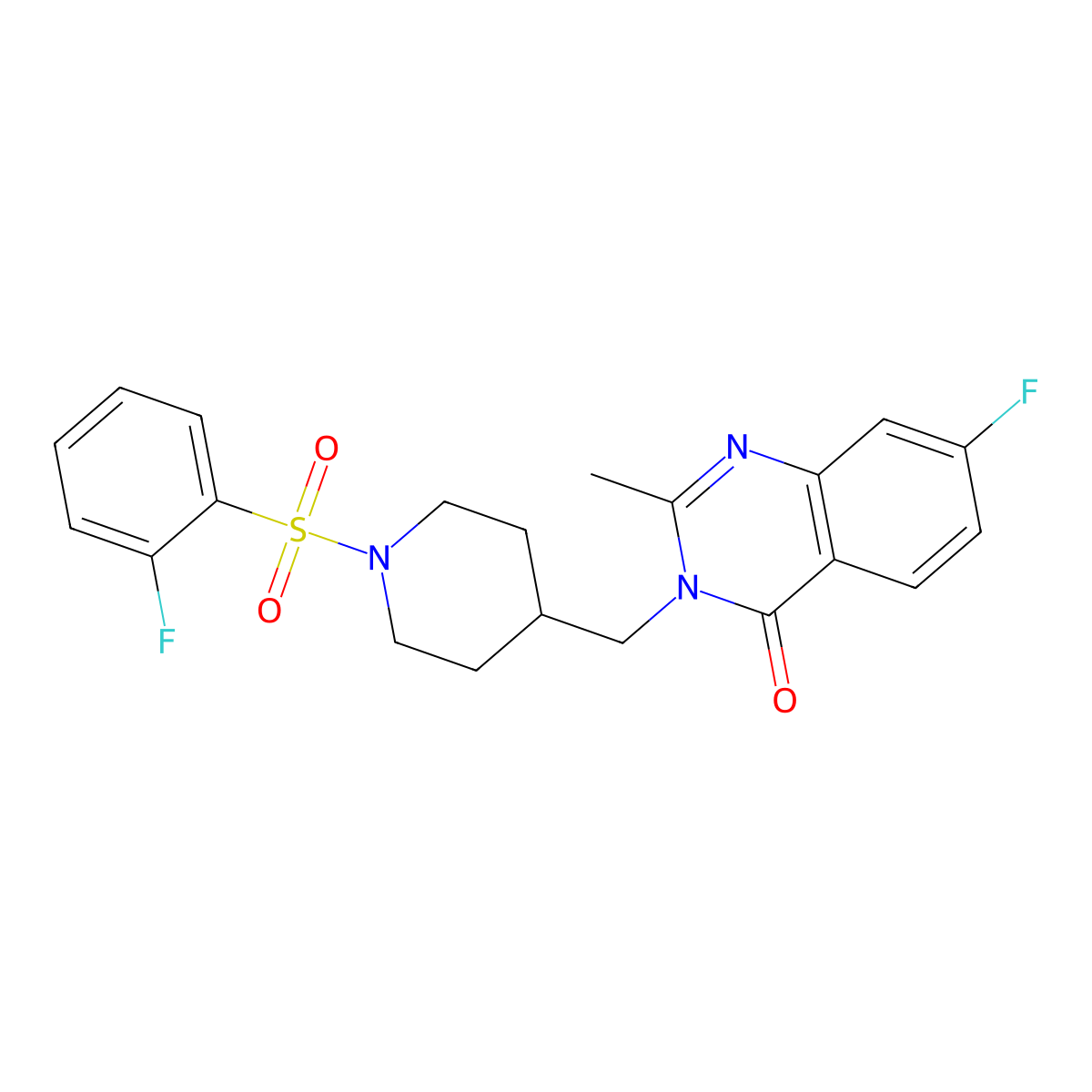 7-Fluoro-3-{[1-(2-fluorobenzenesulfonyl)piperidin-4-yl]methyl}-2-methyl-3,4-dihydroquinazolin-4-one molecular structure, CAS 2415543-20-1