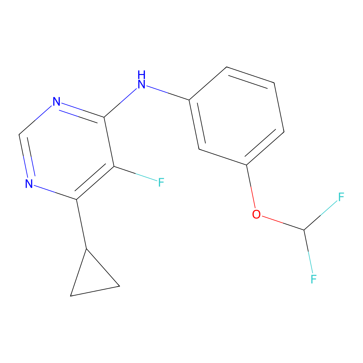 6-Cyclopropyl-N-[3-(difluoromethoxy)phenyl]-5-fluoropyrimidin-4-amine molecular structure, CAS 2415543-29-0