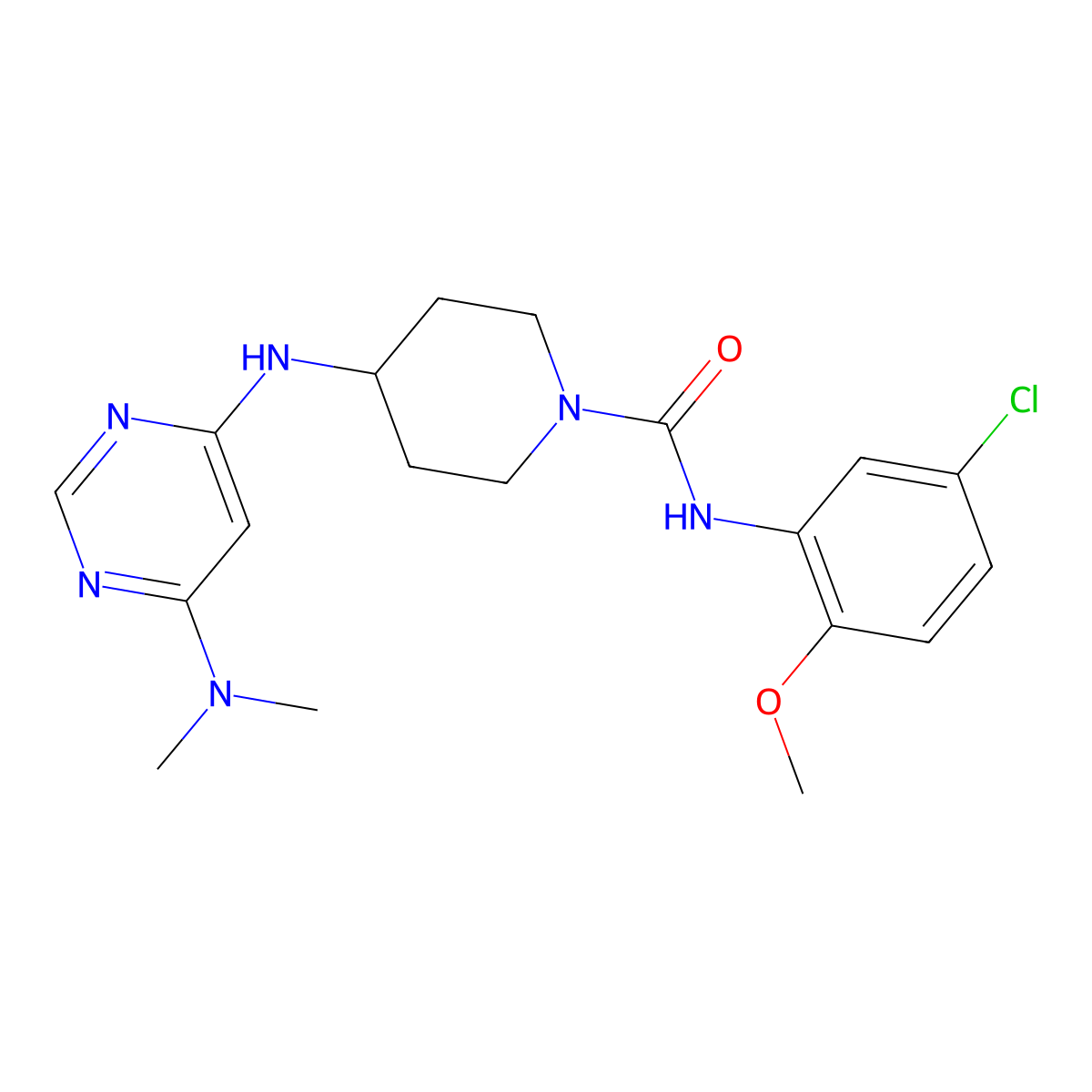 N-(5-chloro-2-methoxyphenyl)-4-{[6-(dimethylamino)pyrimidin-4-yl]amino}piperidine-1-carboxamide molecular structure, CAS 2415543-38-1