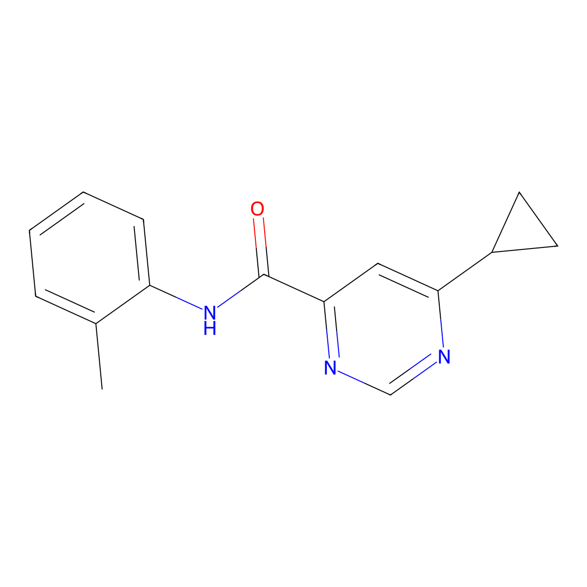 6-cyclopropyl-N-(2-methylphenyl)pyrimidine-4-carboxamide molecular structure, CAS 2415543-42-7