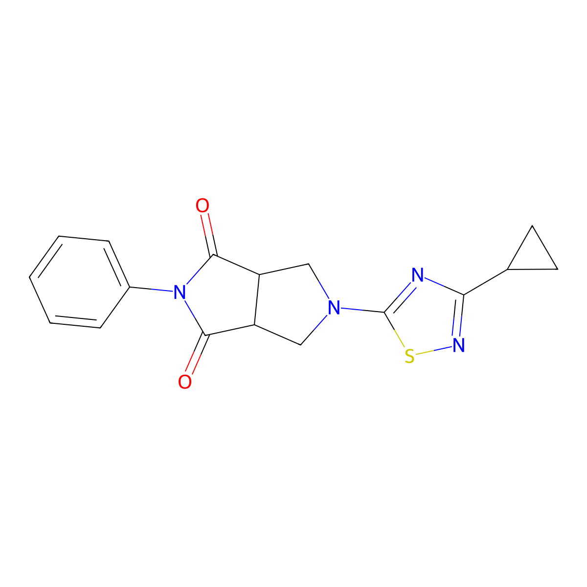 5-(3-Cyclopropyl-1,2,4-thiadiazol-5-yl)-2-phenyl-octahydropyrrolo[3,4-c]pyrrole-1,3-dione molecular structure, CAS 2415543-46-1