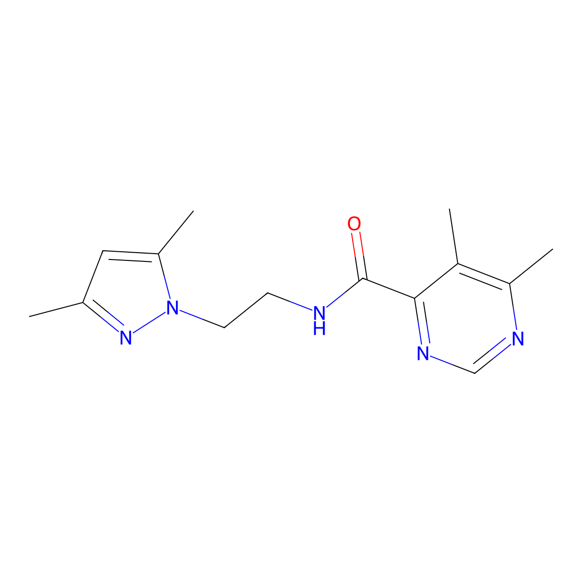 N-[2-(3,5-dimethyl-1H-pyrazol-1-yl)ethyl]-5,6-dimethylpyrimidine-4-carboxamide molecular structure, CAS 2415551-45-8