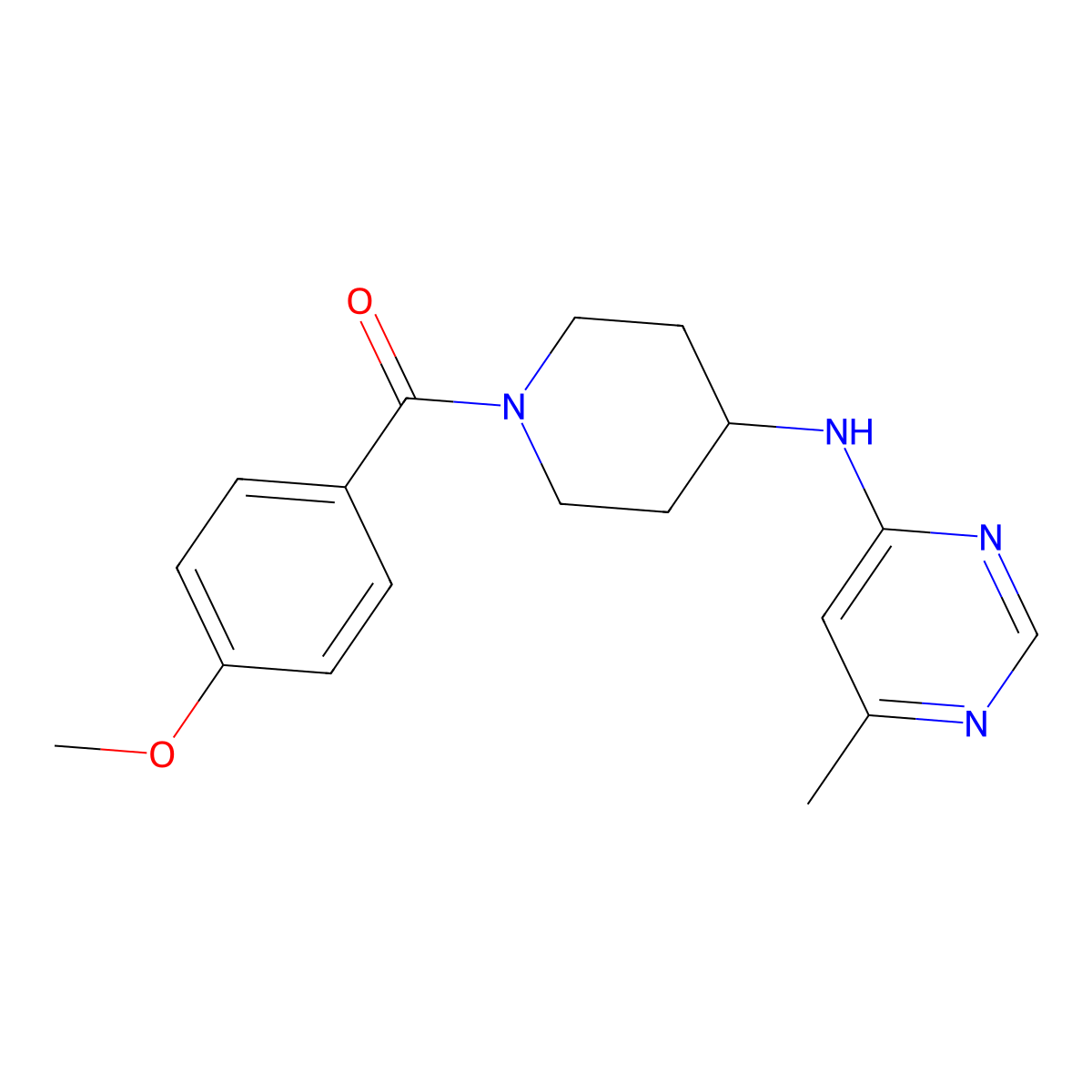 N-[1-(4-methoxybenzoyl)piperidin-4-yl]-6-methylpyrimidin-4-amine molecular structure, CAS 2415551-48-1
