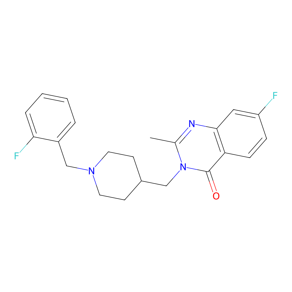 7-Fluoro-3-({1-[(2-fluorophenyl)methyl]piperidin-4-yl}methyl)-2-methyl-3,4-dihydroquinazolin-4-one molecular structure, CAS 2415551-49-2