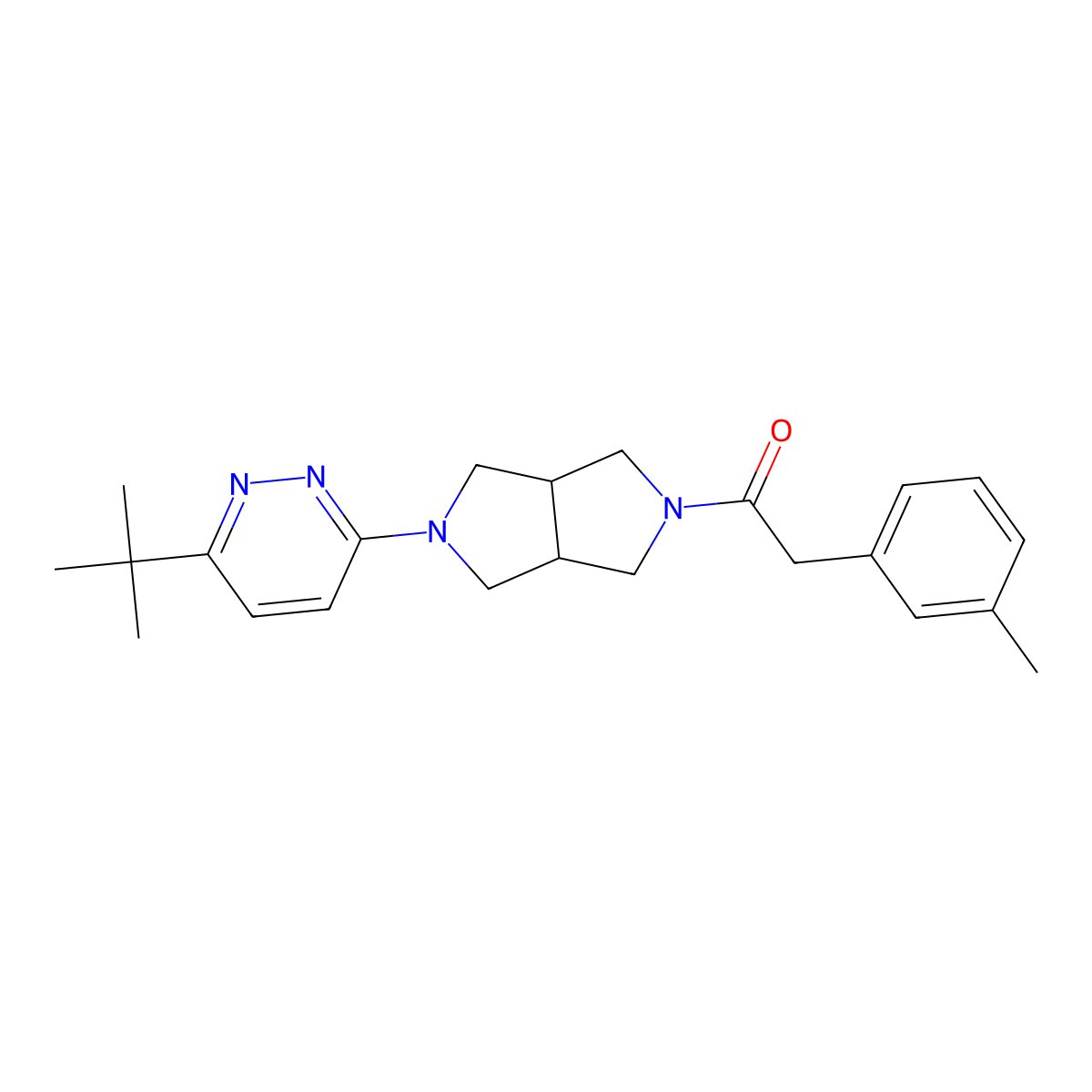 1-[5-(6-Tert-butylpyridazin-3-yl)-octahydropyrrolo[3,4-c]pyrrol-2-yl]-2-(3-methylphenyl)ethan-1-one molecular structure, CAS 2415551-55-0