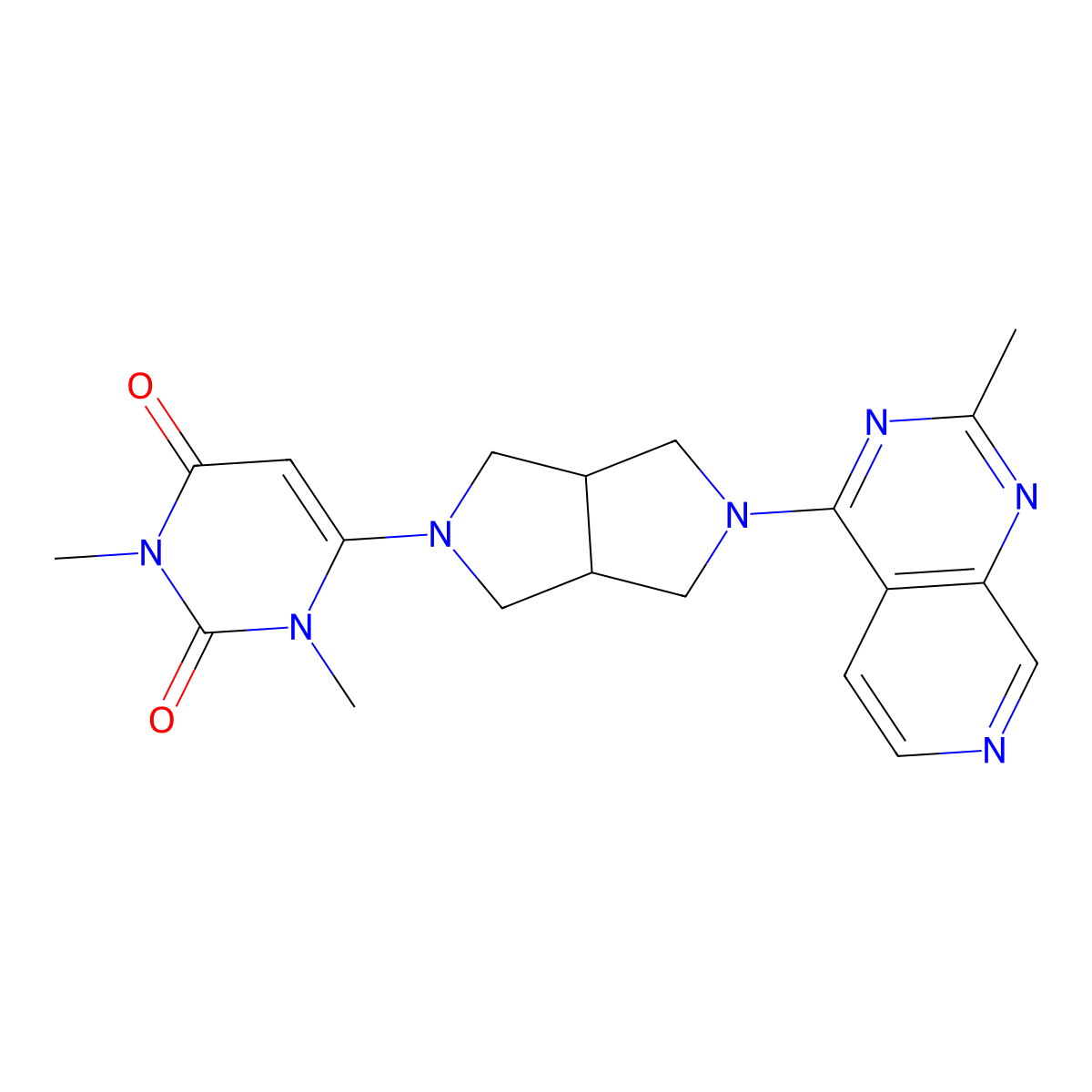 1,3-Dimethyl-6-(5-{2-methylpyrido[3,4-d]pyrimidin-4-yl}-octahydropyrrolo[3,4-c]pyrrol-2-yl)-1,2,3,4-tetrahydropyrimidine-2,4-dione molecular structure, CAS 2415551-64-1