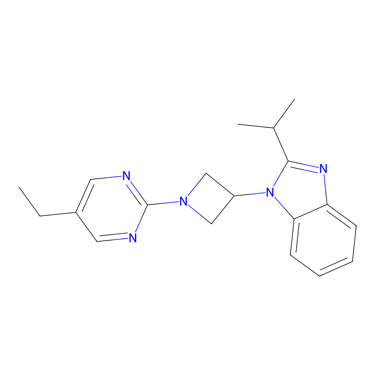 1-[1-(5-ethylpyrimidin-2-yl)azetidin-3-yl]-2-(propan-2-yl)-1H-1,3-benzodiazole molecular structure, CAS 2415551-68-5