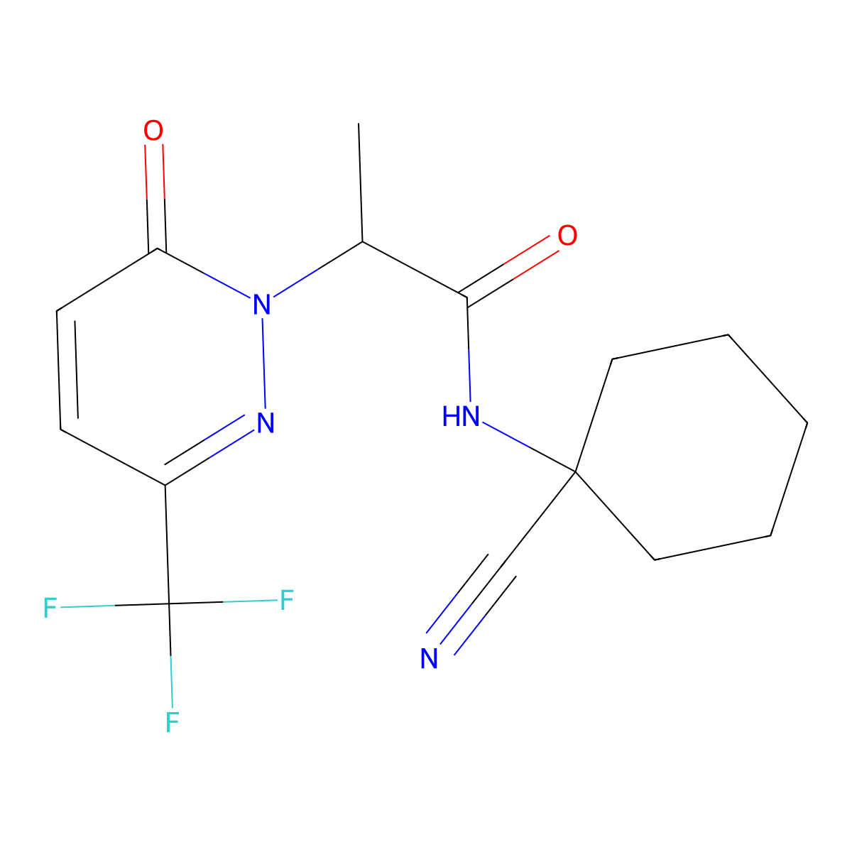 N-(1-cyanocyclohexyl)-2-[6-oxo-3-(trifluoromethyl)-1,6-dihydropyridazin-1-yl]propanamide molecular structure, CAS 2415551-69-6