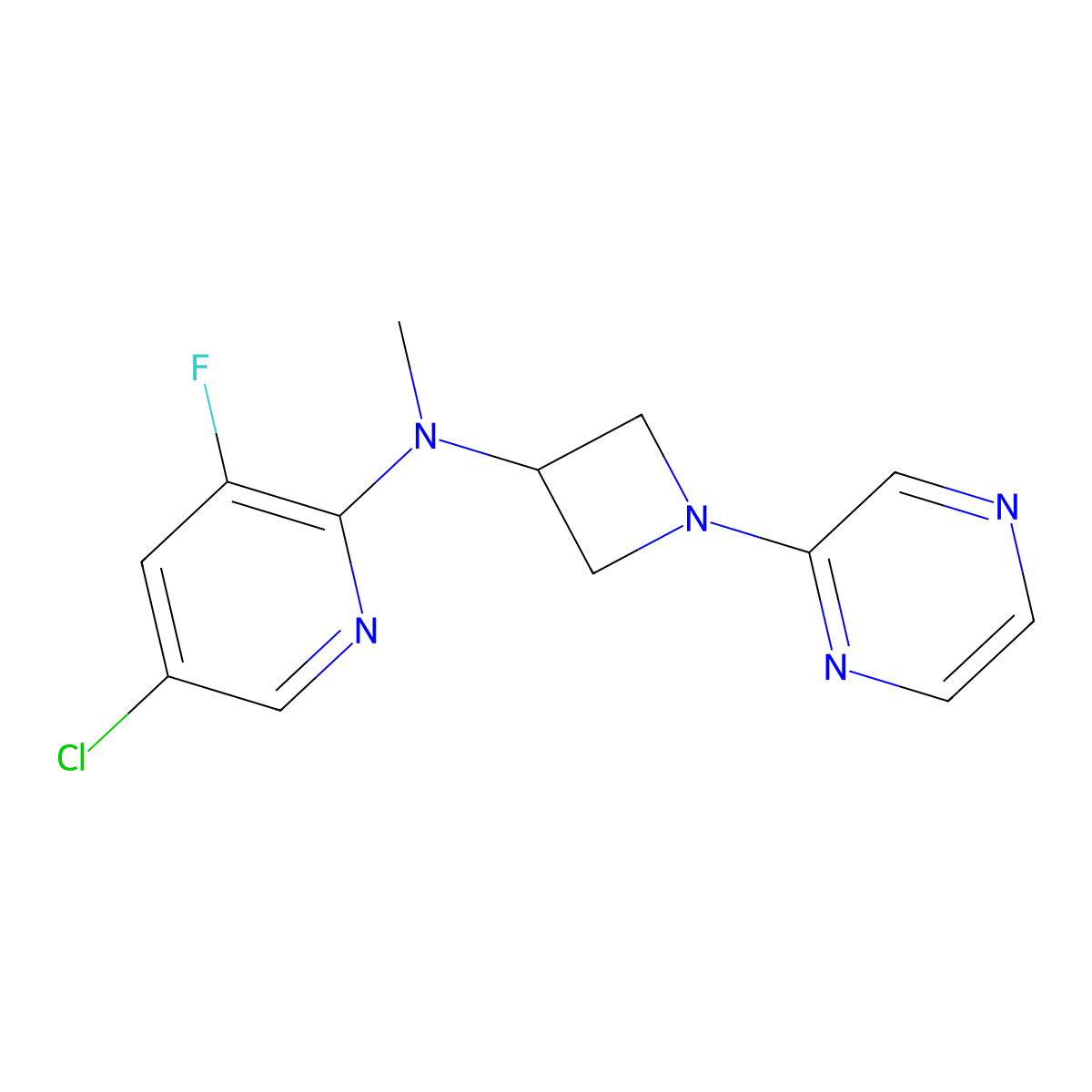 5-chloro-3-fluoro-N-methyl-N-[1-(pyrazin-2-yl)azetidin-3-yl]pyridin-2-amine molecular structure, CAS 2415551-78-7