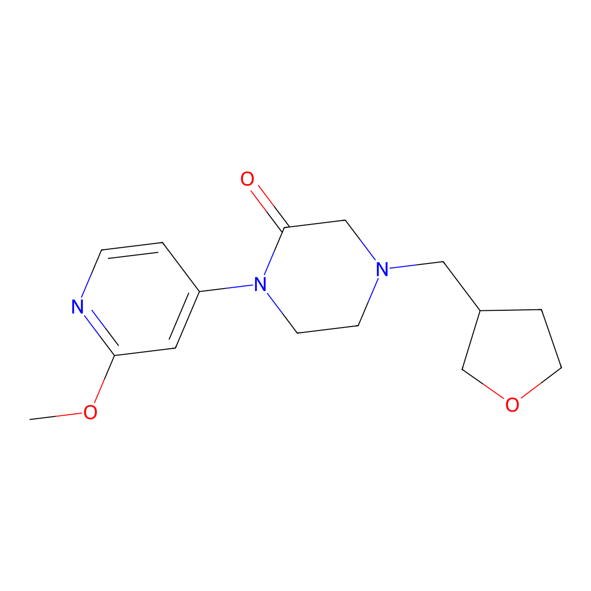 1-(2-Methoxypyridin-4-yl)-4-[(oxolan-3-yl)methyl]piperazin-2-one molecular structure, CAS 2415551-80-1