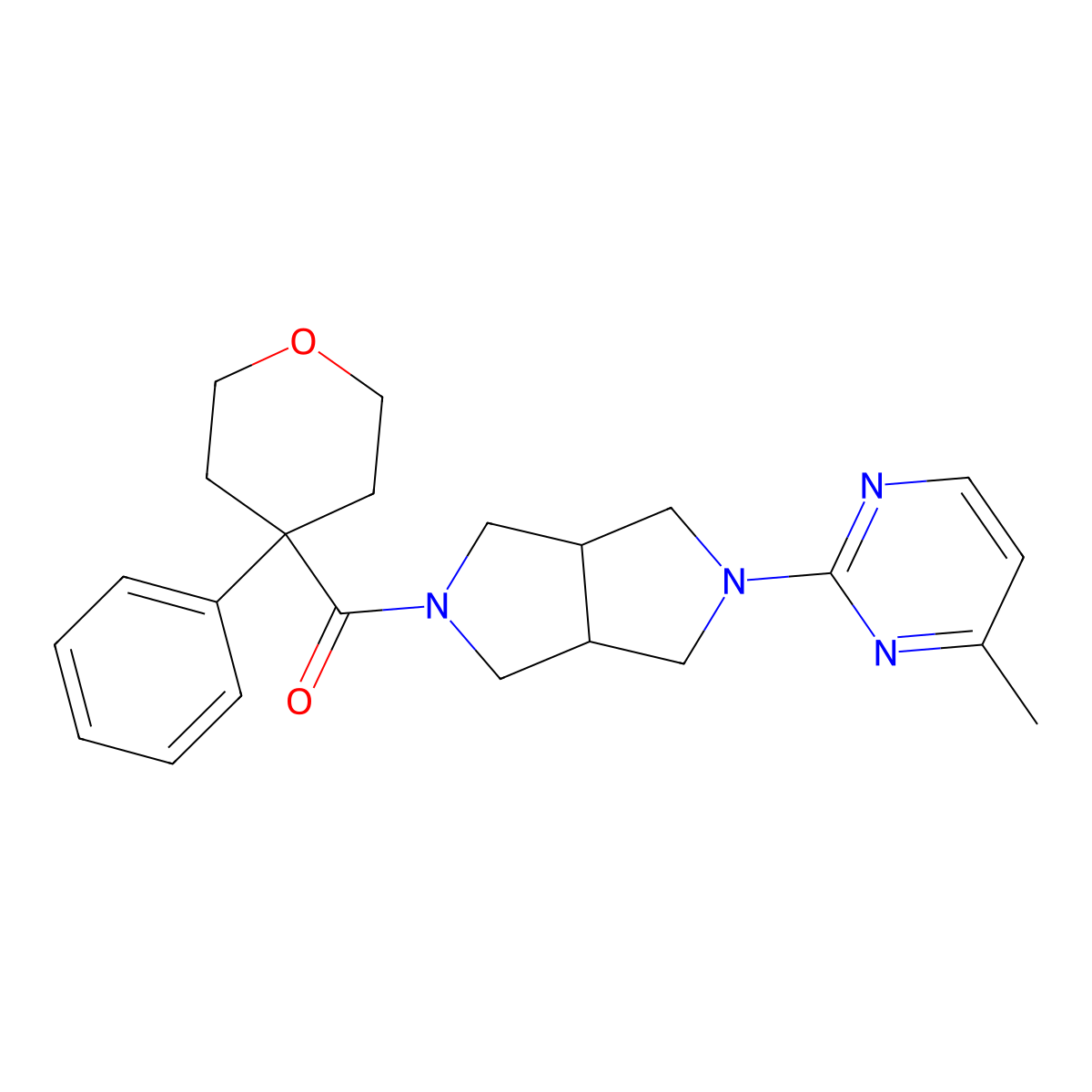4-Methyl-2-[5-(4-phenyloxane-4-carbonyl)-octahydropyrrolo[3,4-c]pyrrol-2-yl]pyrimidine molecular structure, CAS 2415551-81-2
