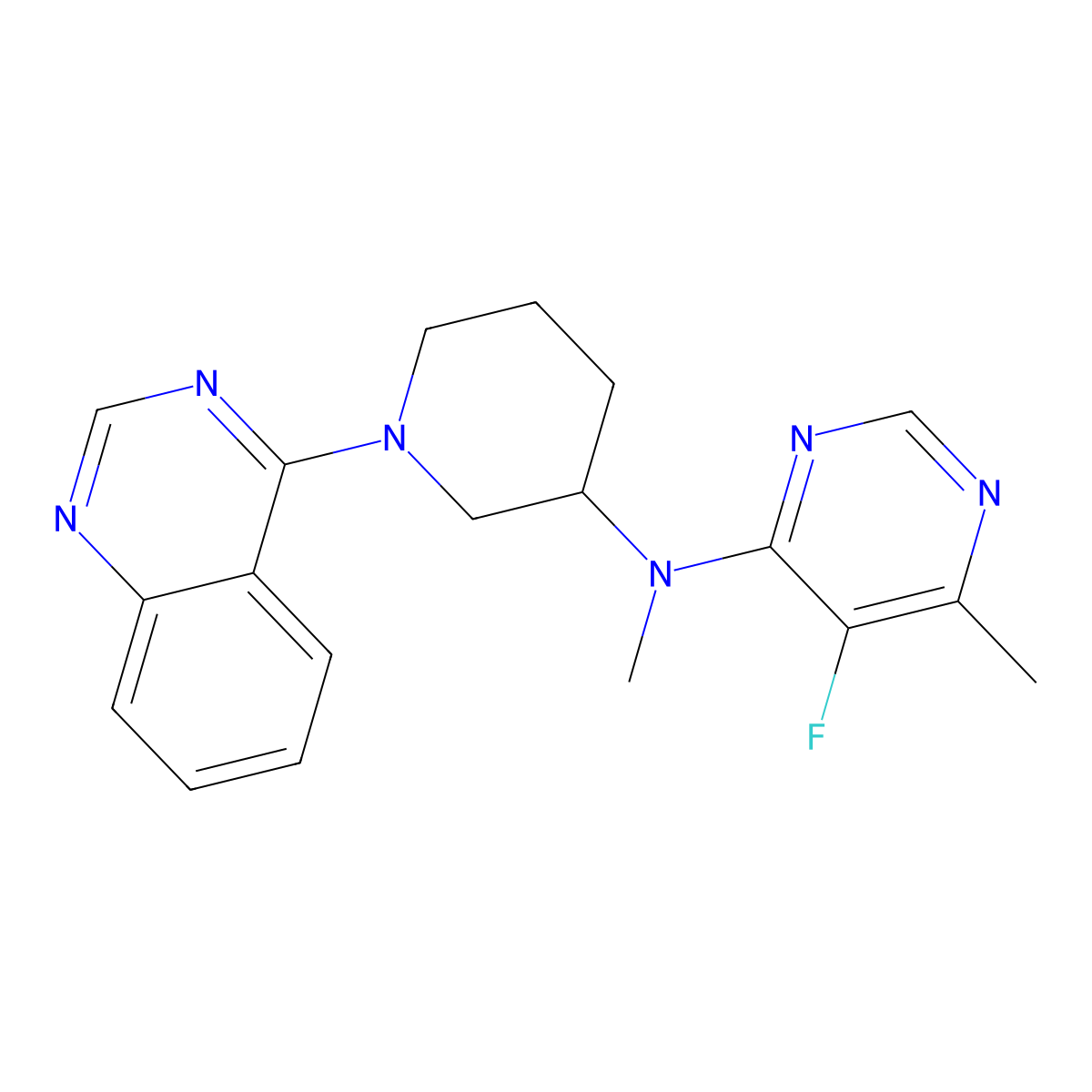 5-fluoro-N,6-dimethyl-N-[1-(quinazolin-4-yl)piperidin-3-yl]pyrimidin-4-amine molecular structure, CAS 2415551-82-3