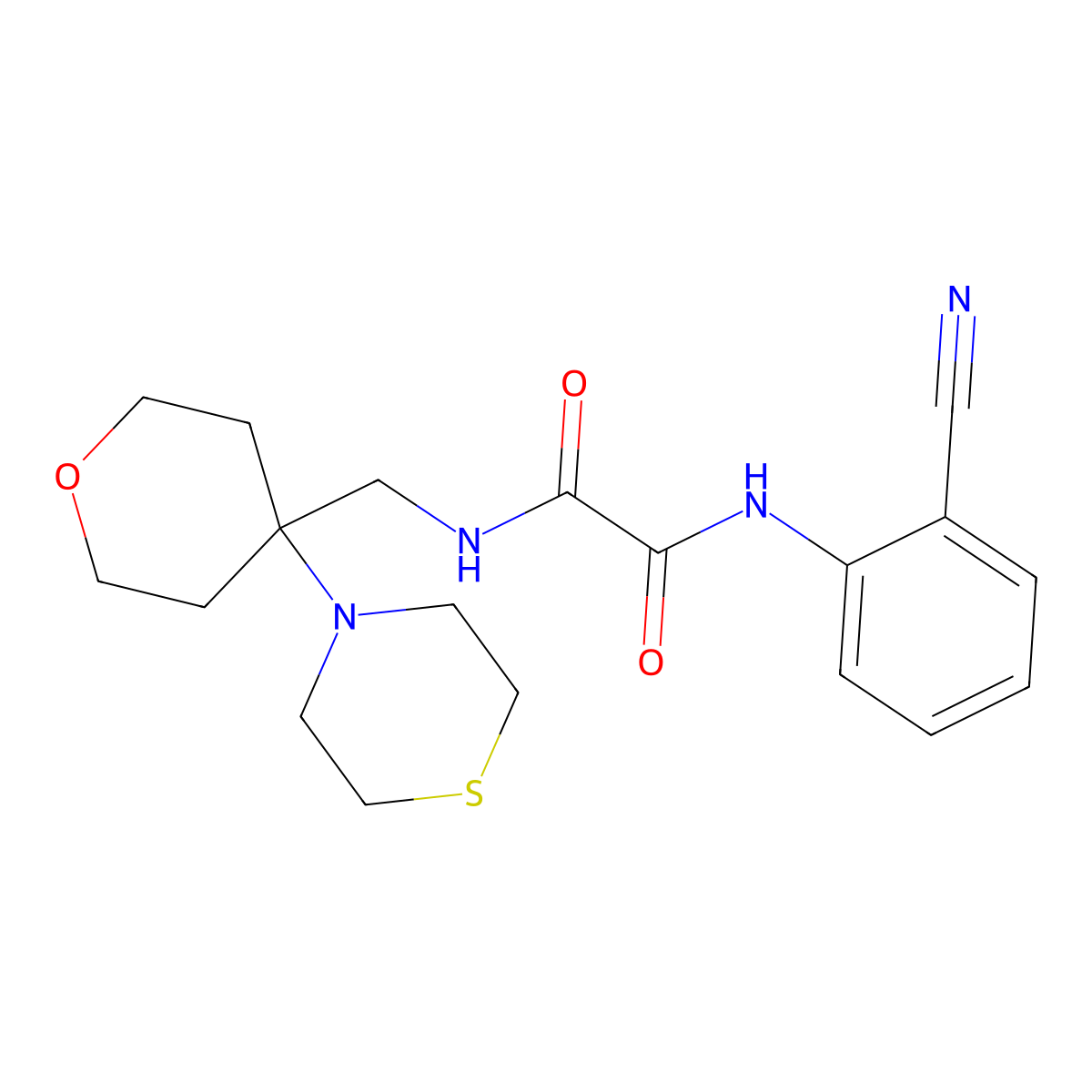 N'-(2-Cyanophenyl)-N-[(4-thiomorpholin-4-yloxan-4-yl)methyl]oxamide molecular structure, CAS 2415551-89-0