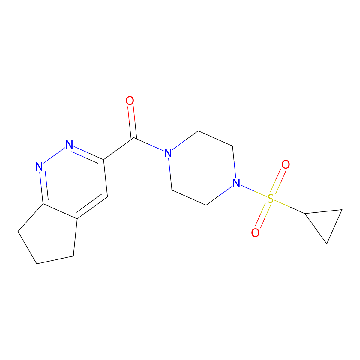 1-{5H,6H,7H-cyclopenta[c]pyridazine-3-carbonyl}-4-(cyclopropanesulfonyl)piperazine molecular structure, CAS 2415551-95-8